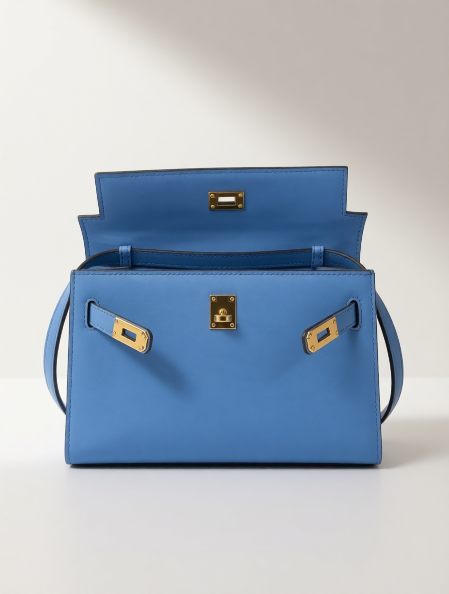 Reimagined Kelly-Style Leather Bag · Convertible Shoulder Carry · Handmade