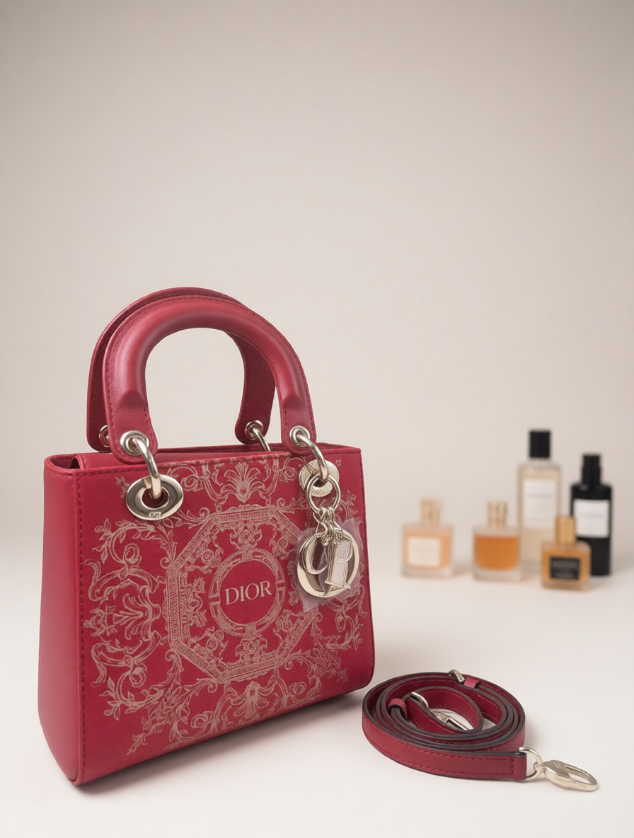 Opulent Red Revival: Dior Dust Bag Upcycled into a Lady Dior-Inspired Handbag