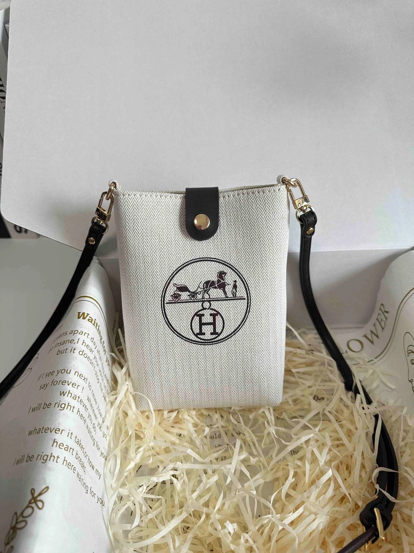 Upcycled Hermès Dust Bag Phone Pouch