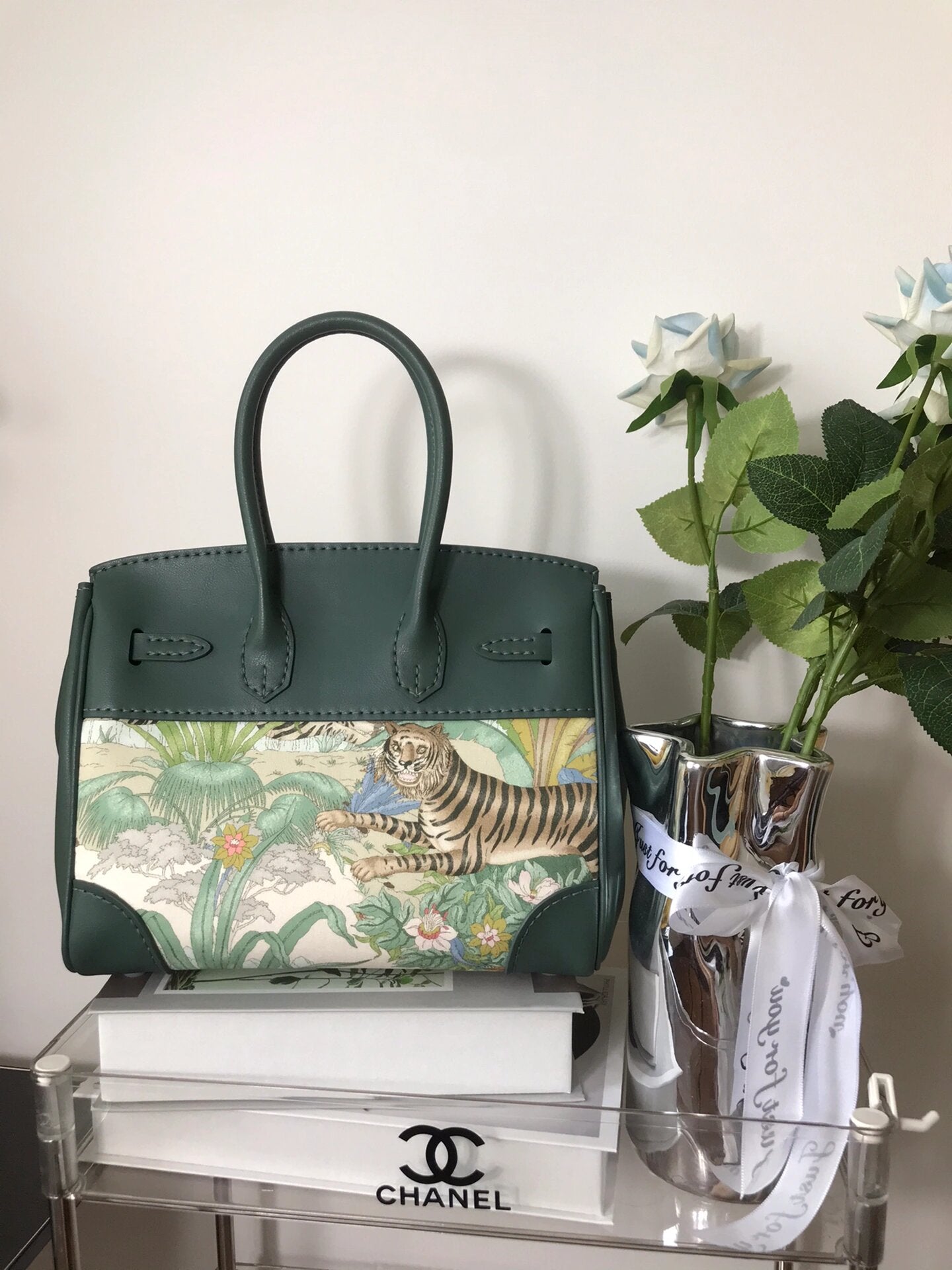 Upcycled Green Gucci Dust Bag Birkin-Style Bag