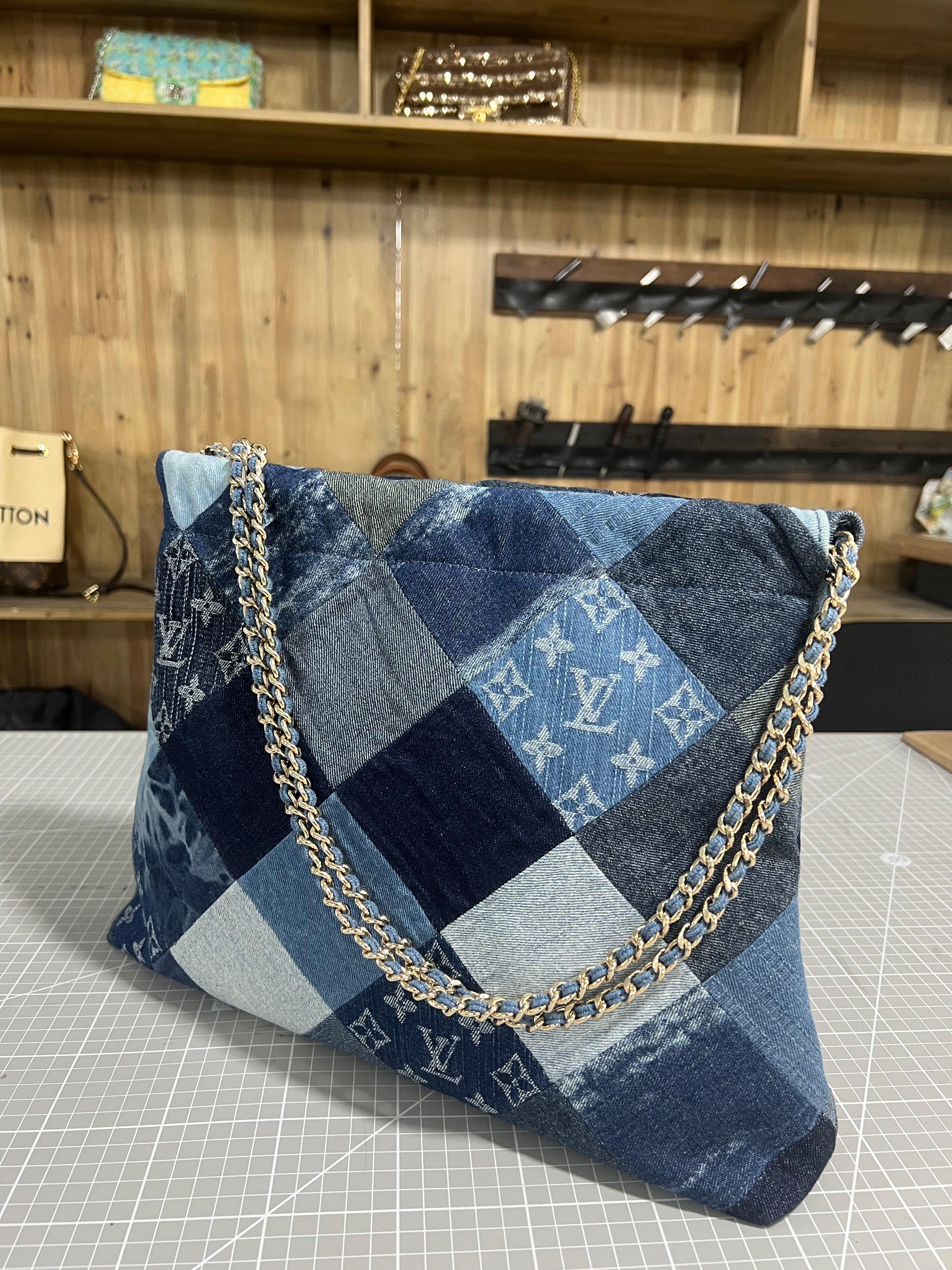 Upcycled Louis Vuitton Denim Patchwork Bag