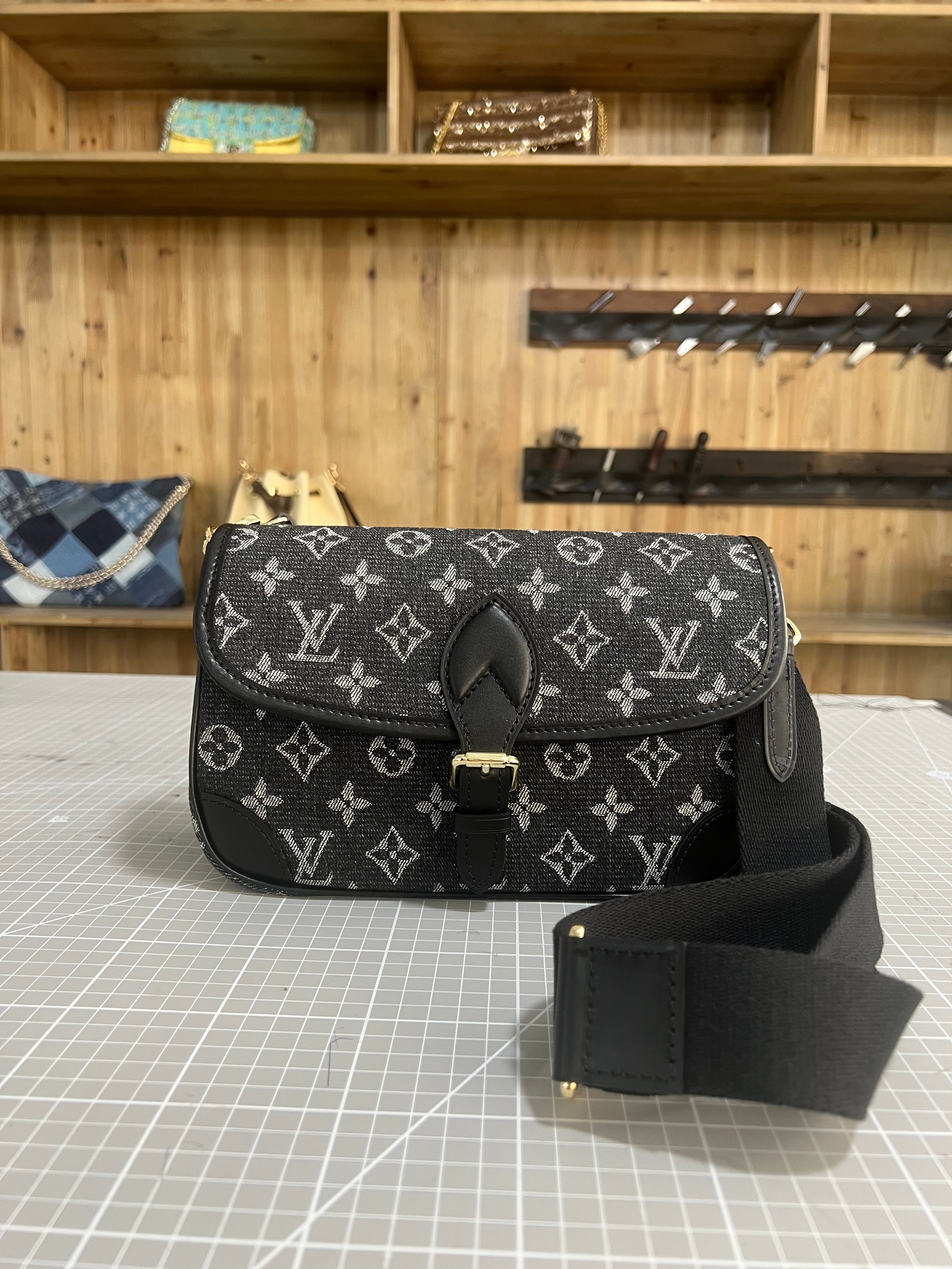 Upcycled LV Denim Baguette Bag