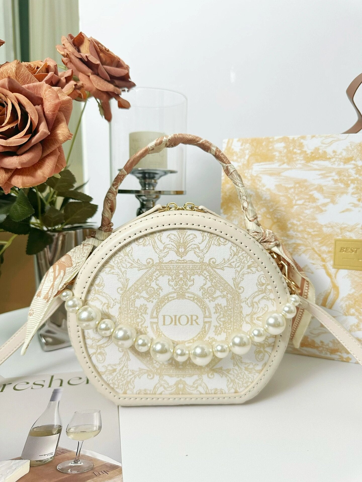 Upcycled Dior Dust Bag Round Handbag