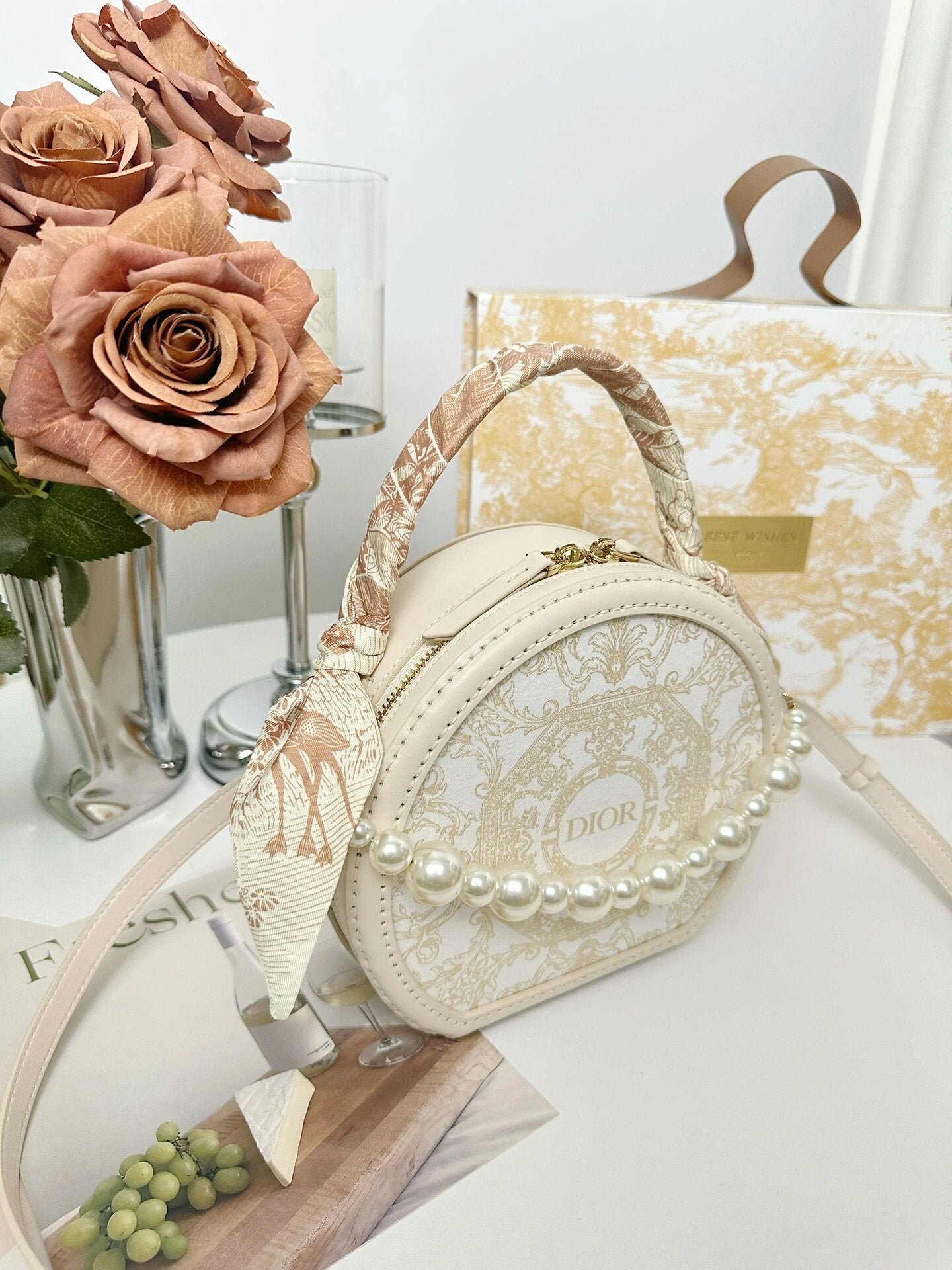 Upcycled Dior Dust Bag Round Handbag