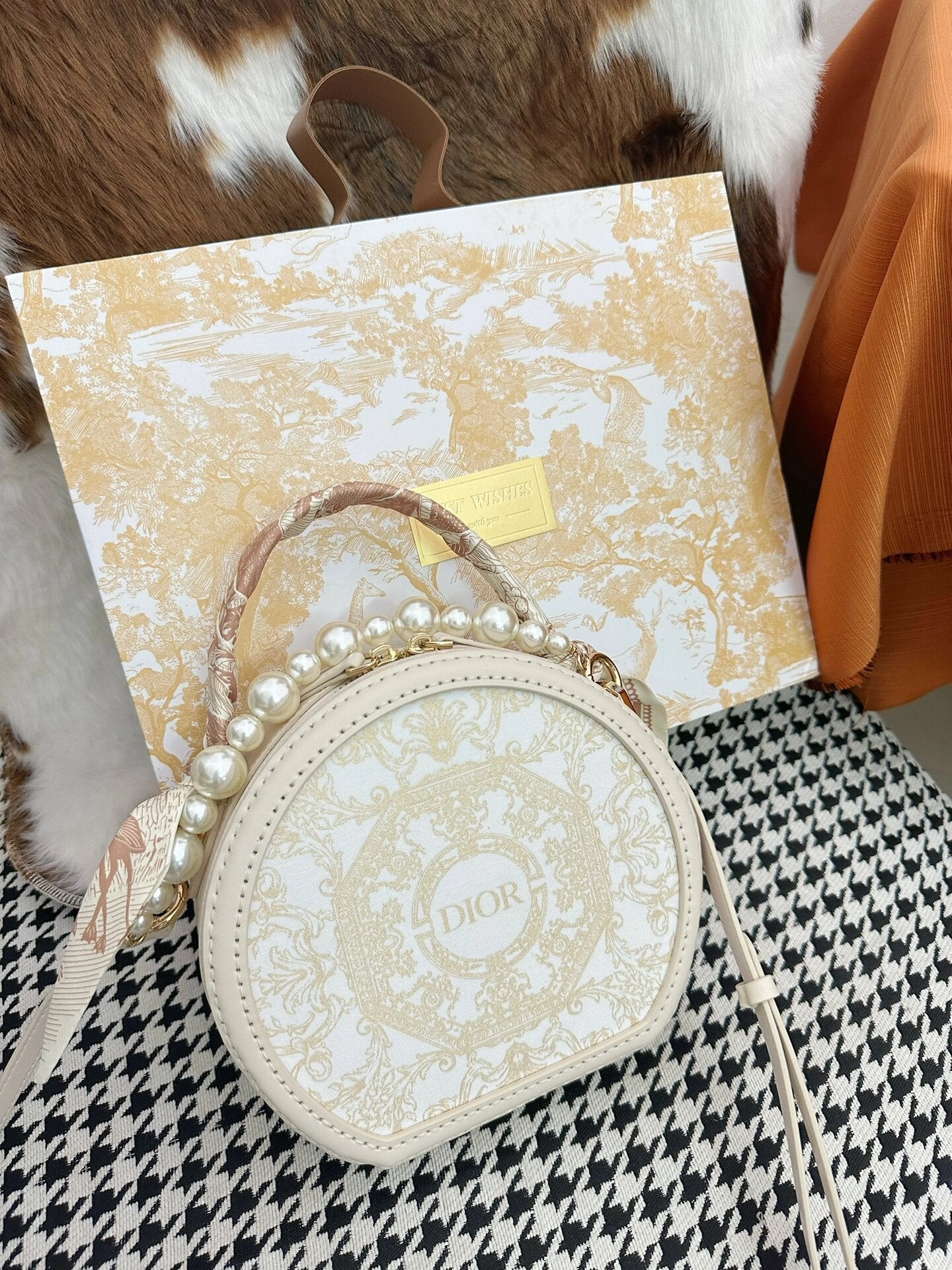 Upcycled Dior Dust Bag Round Handbag