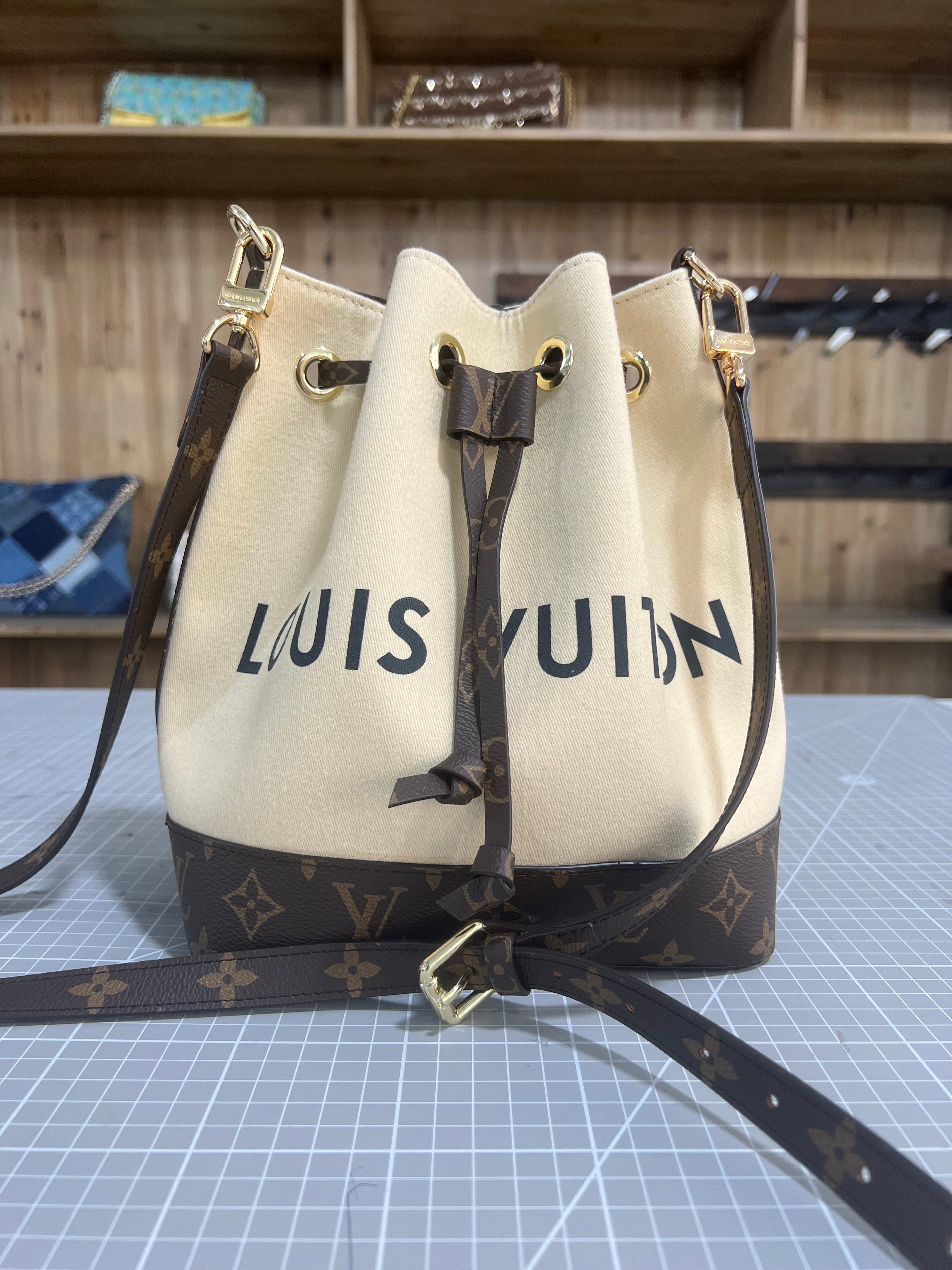 LV Dust Bag and Leather Upcycled Bucket Bag: A Fusion of Elegance and Practicality