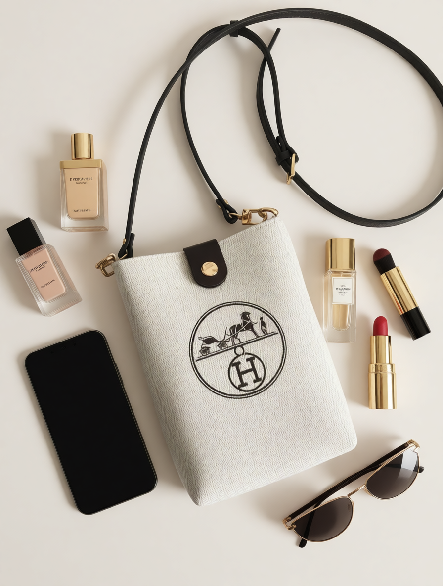 Upcycled Hermès Dust Bag Phone Pouch