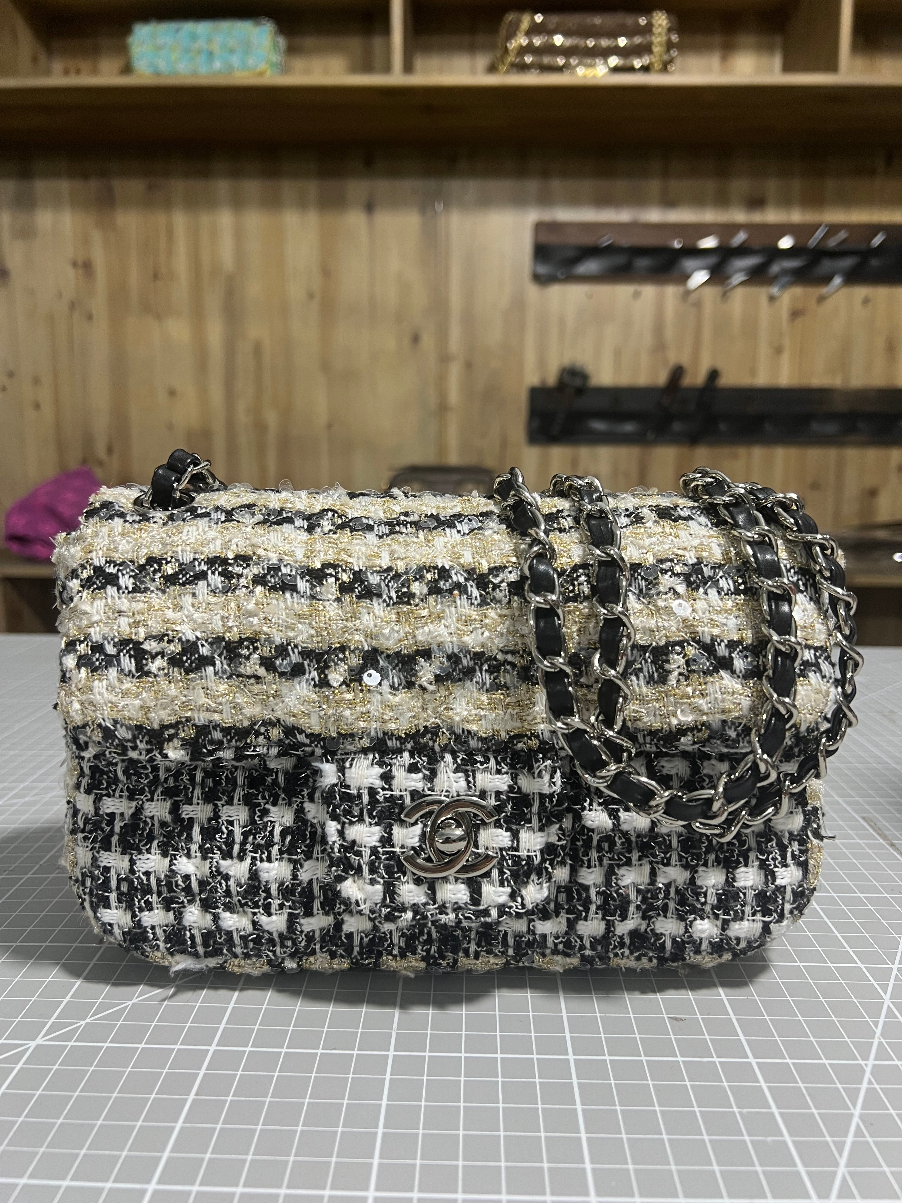 Upcycled Chanel-Style Tweed CF Bag