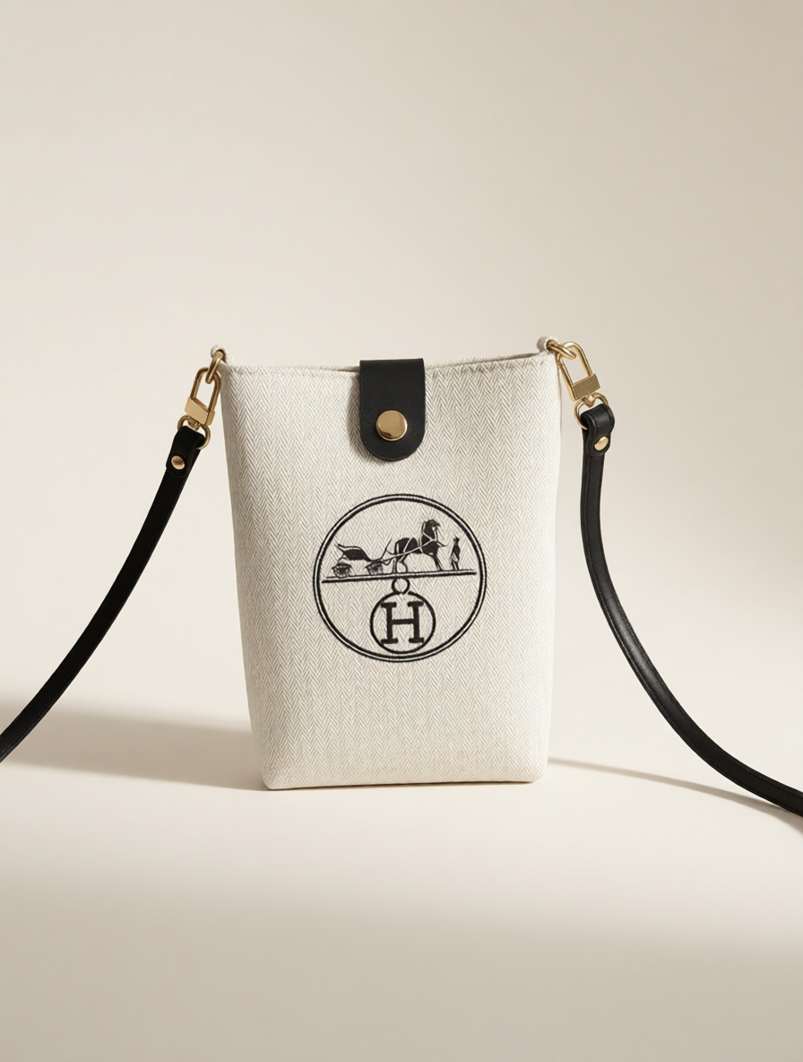 Upcycled Hermès Dust Bag Phone Pouch