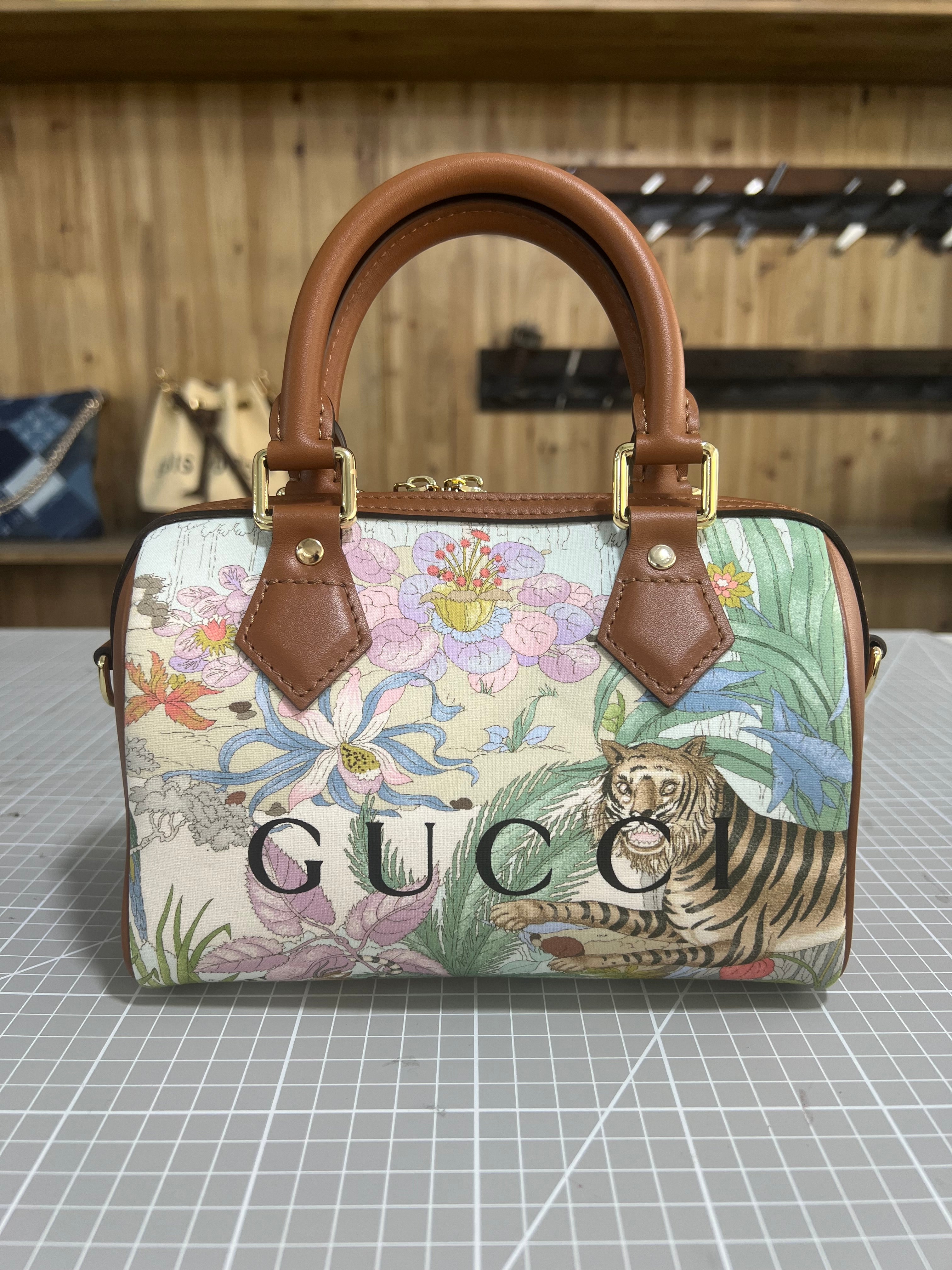 Gucci shops Tiger Zip Pouch Upcycled from Authentic Gucci Dust Bag