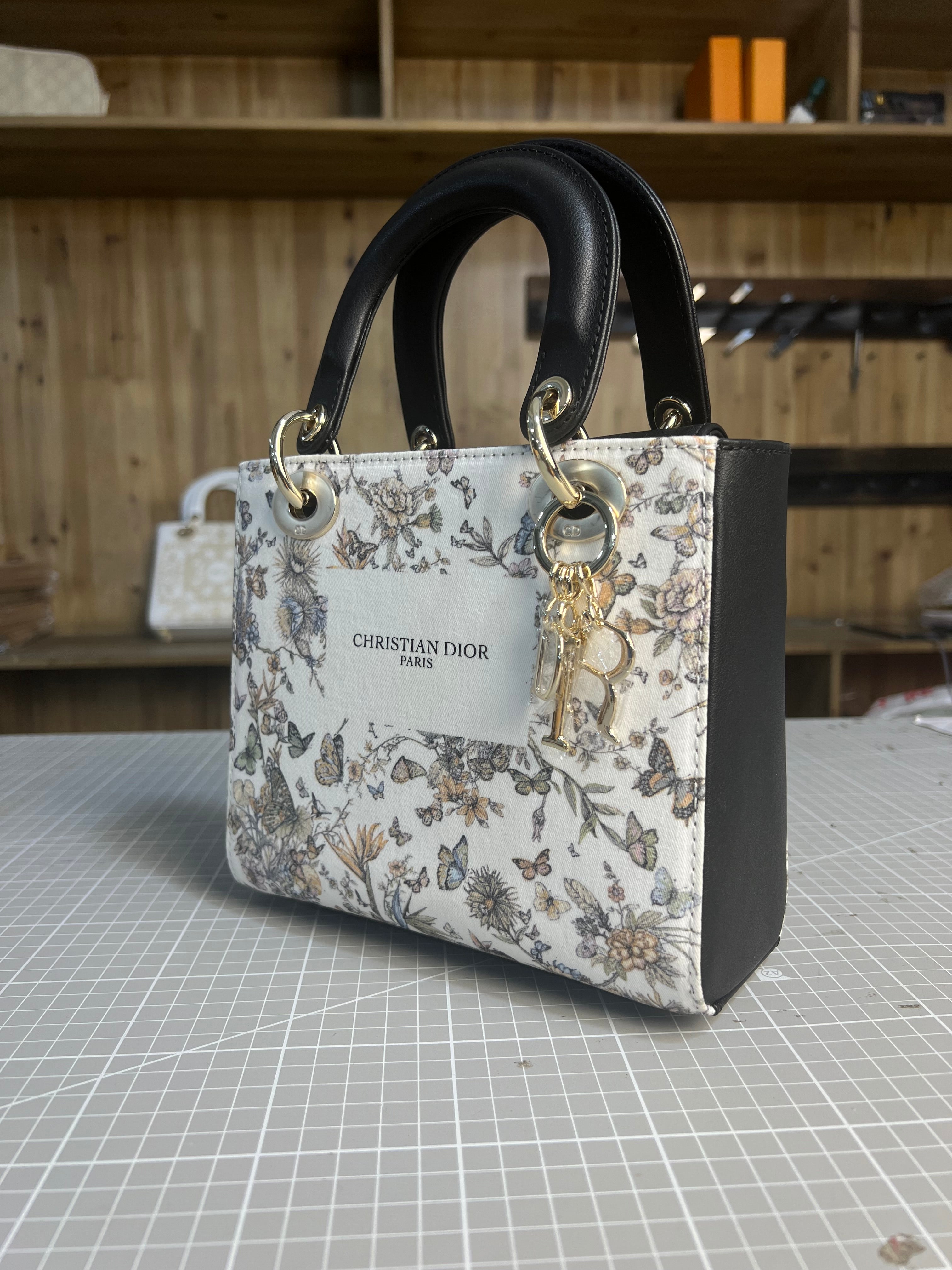 Upcycled Floral Elegance: Dior Dust Bag Transformed into a Lady Dior-Inspired Bag