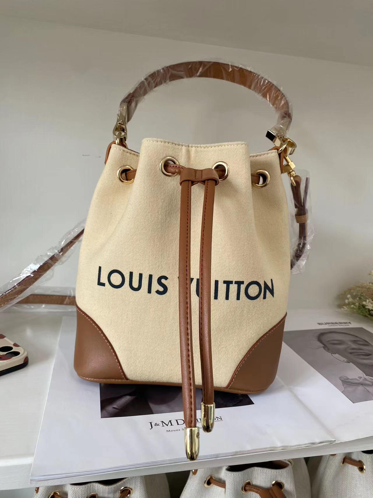 Upcycled LV Dust Bag Bucket Bag