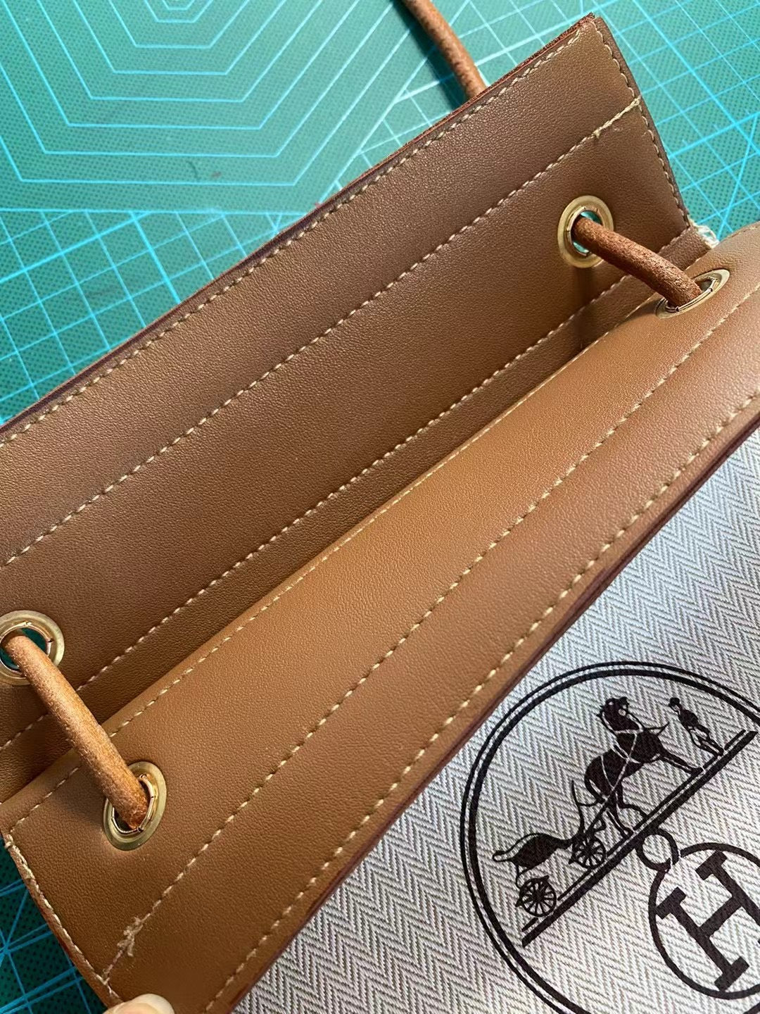 Upcycled Hermès Dust Bag Phone Pouch