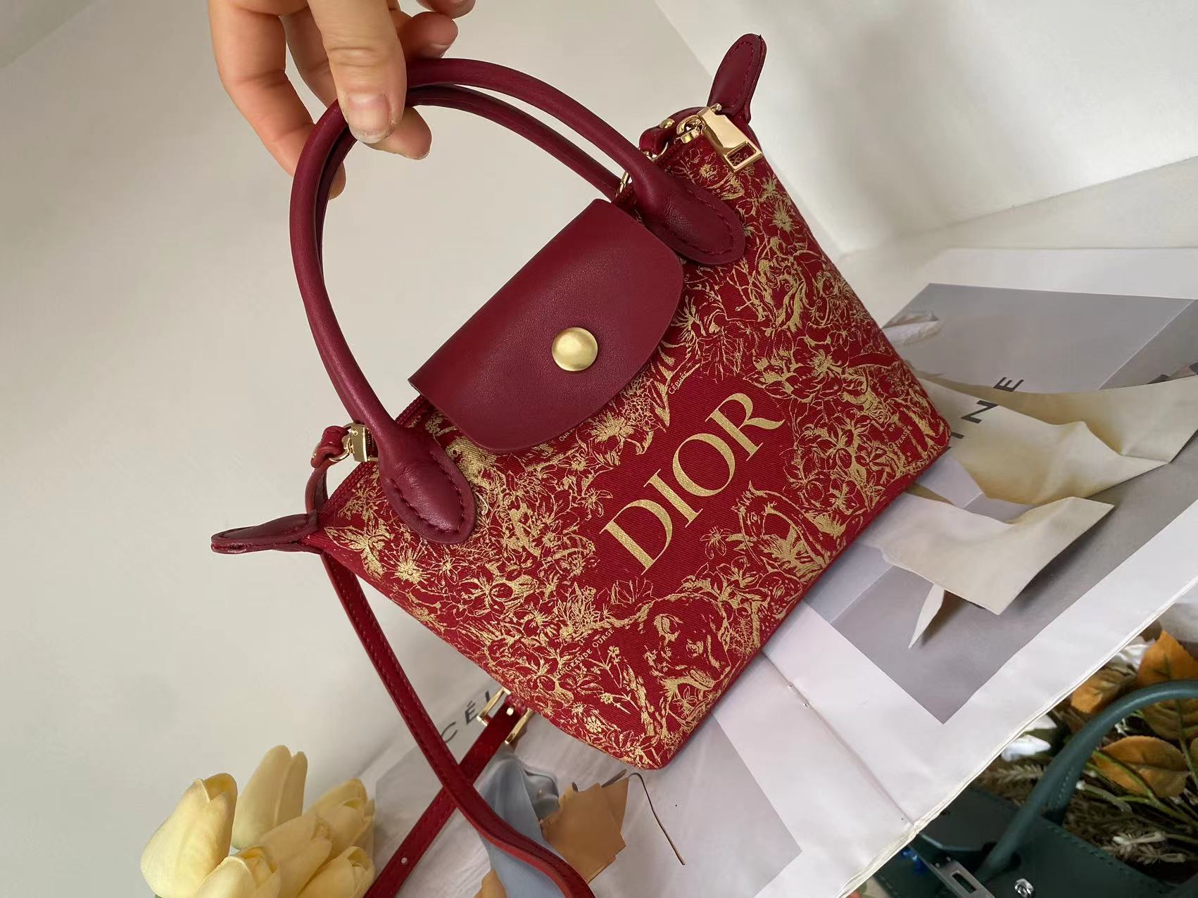 Upcycled Dior Dust Bag Dumpling Bag