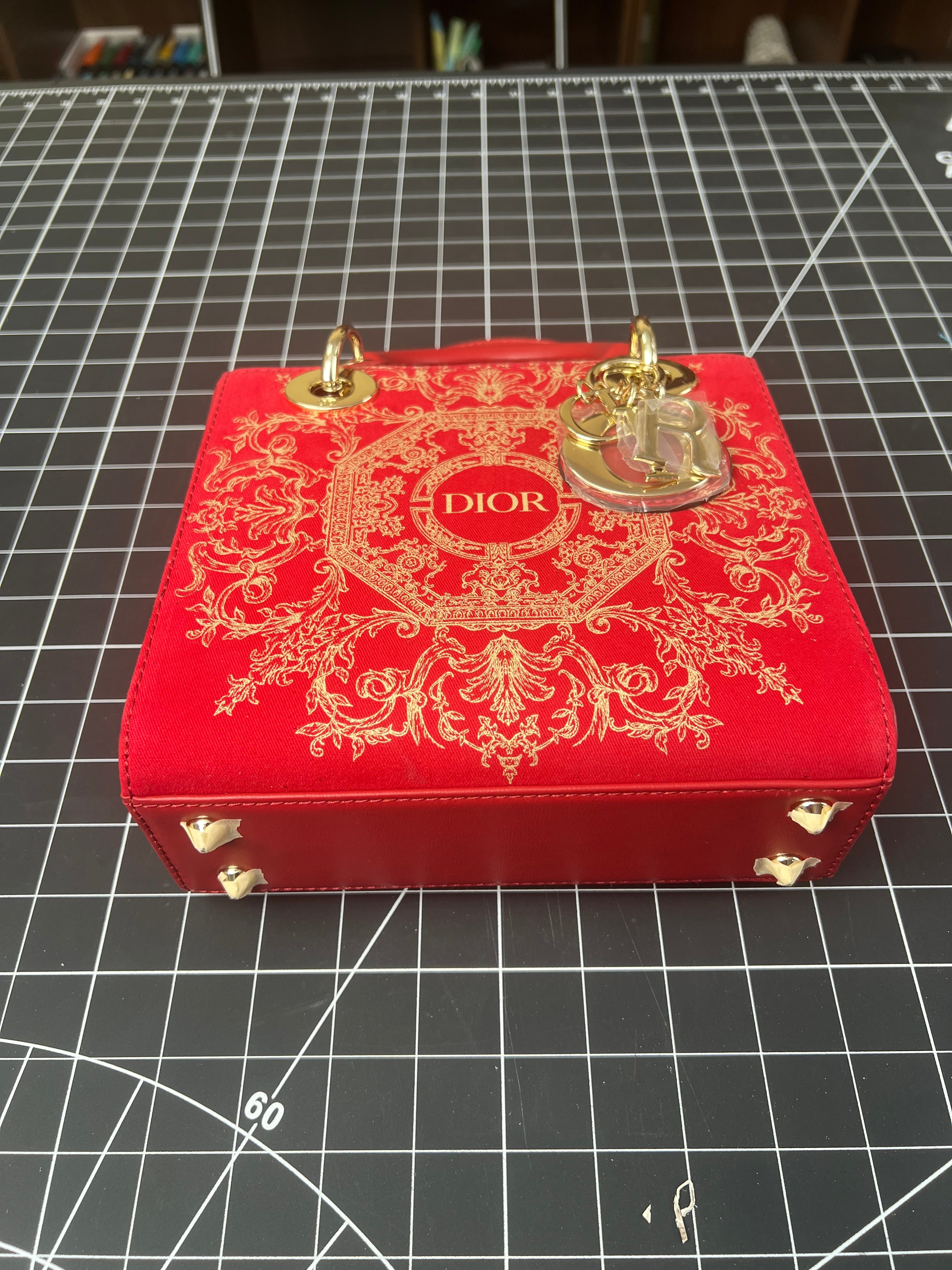 Opulent Red Revival: Dior Dust Bag Upcycled into a Lady Dior-Inspired Handbag