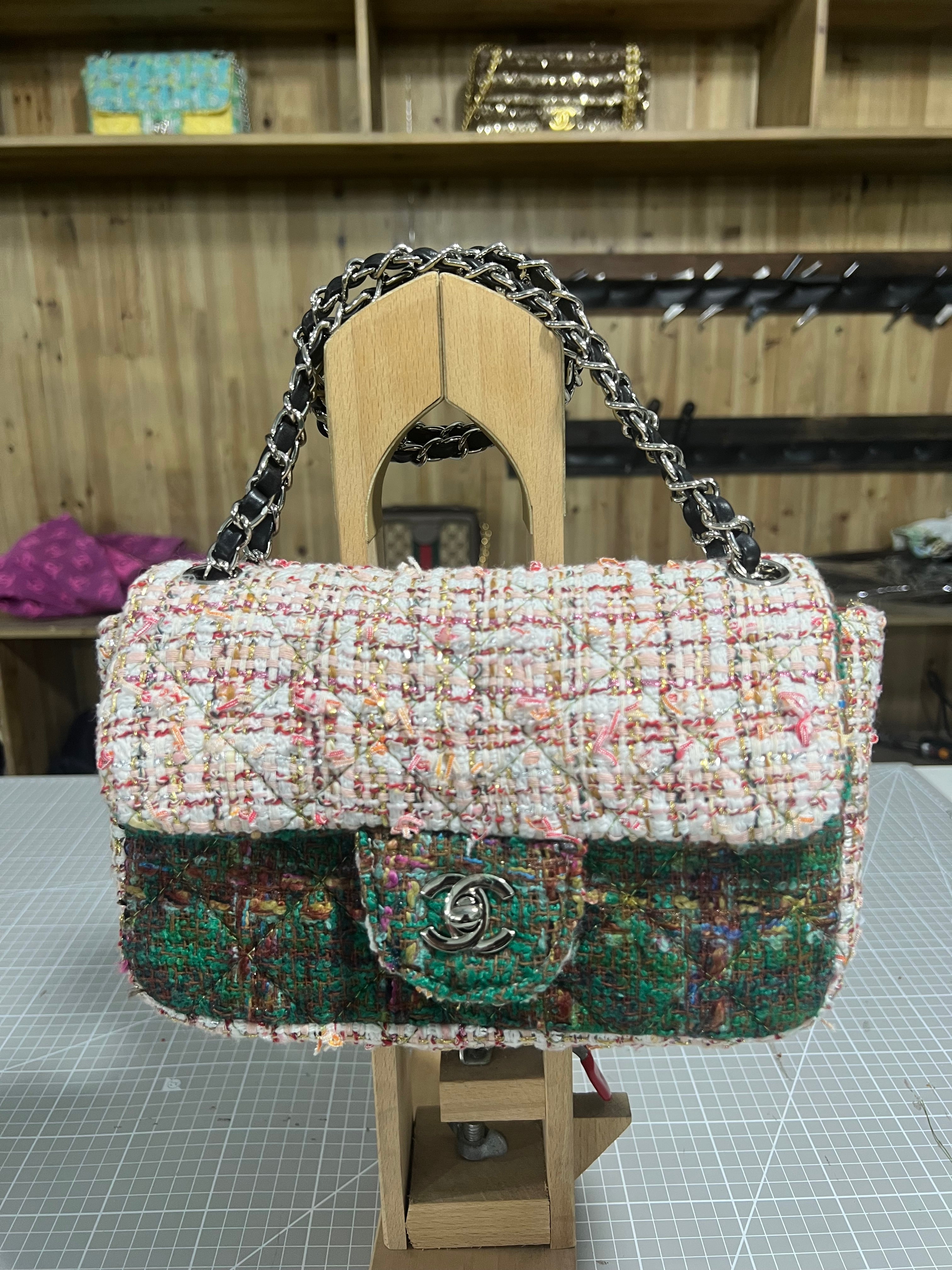 Chanel-Style Multicolored Tweed Bag