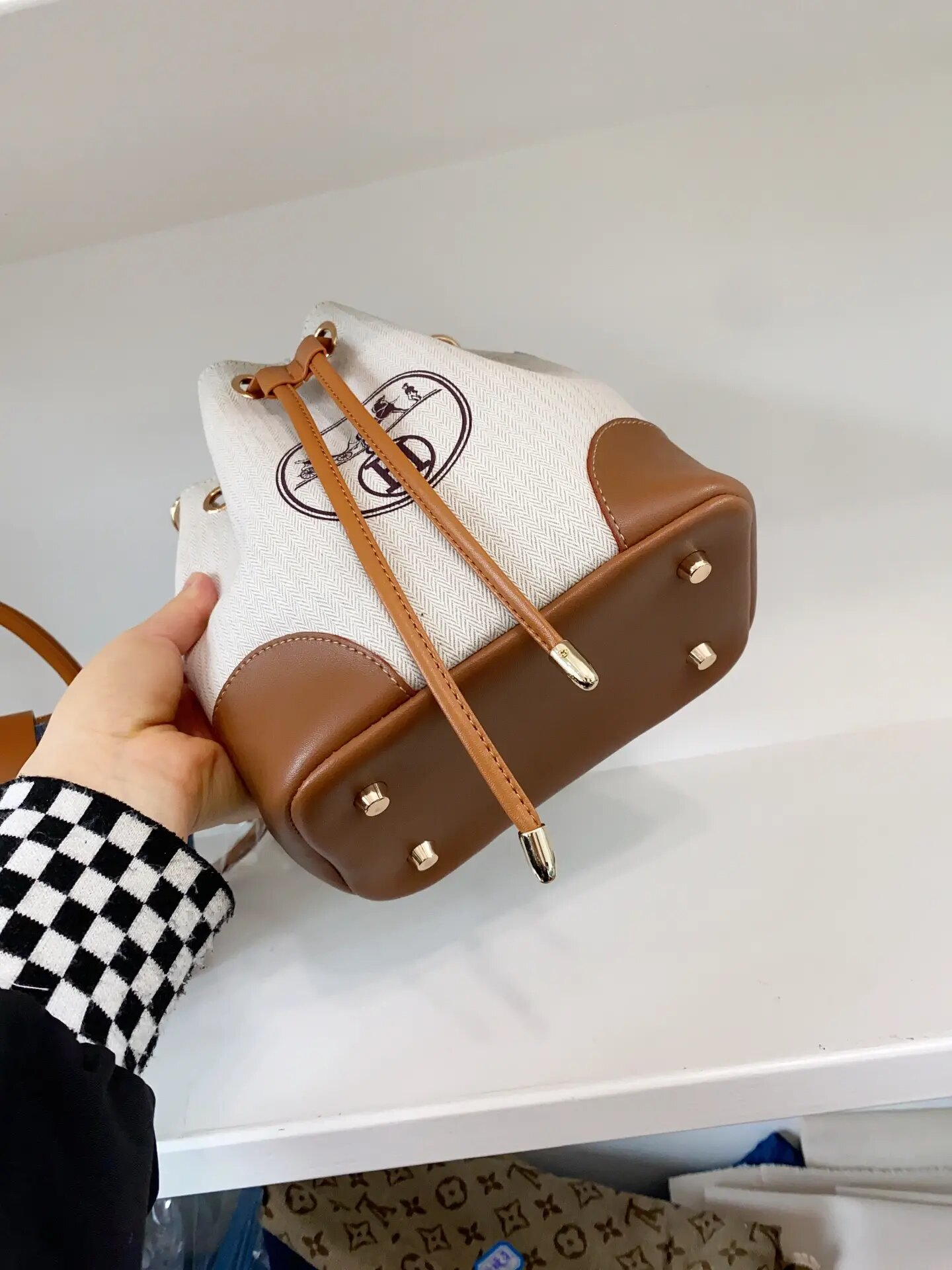 Upcycled Hermes Dust Bag Bucket Bag