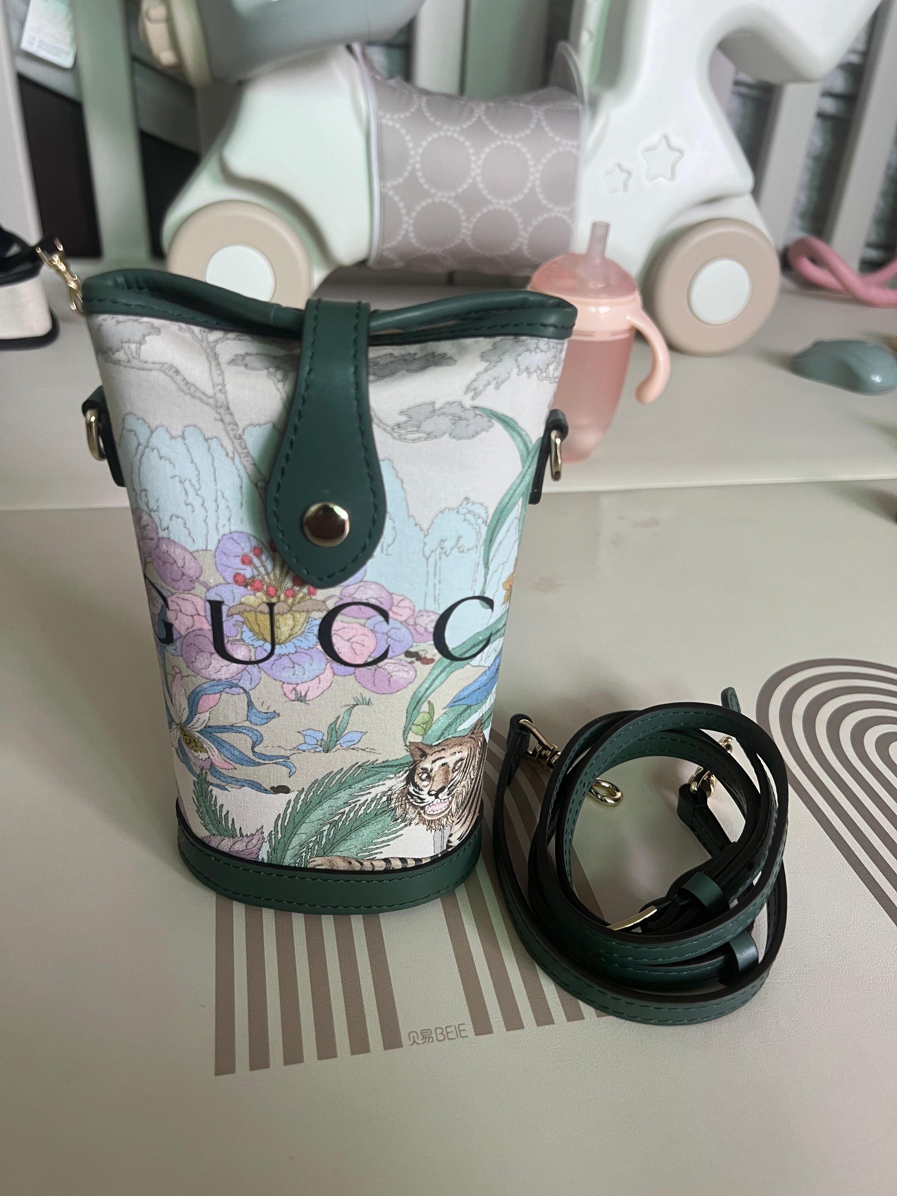 Upcycled Gucci Dust Bag Mini Bucket Bag