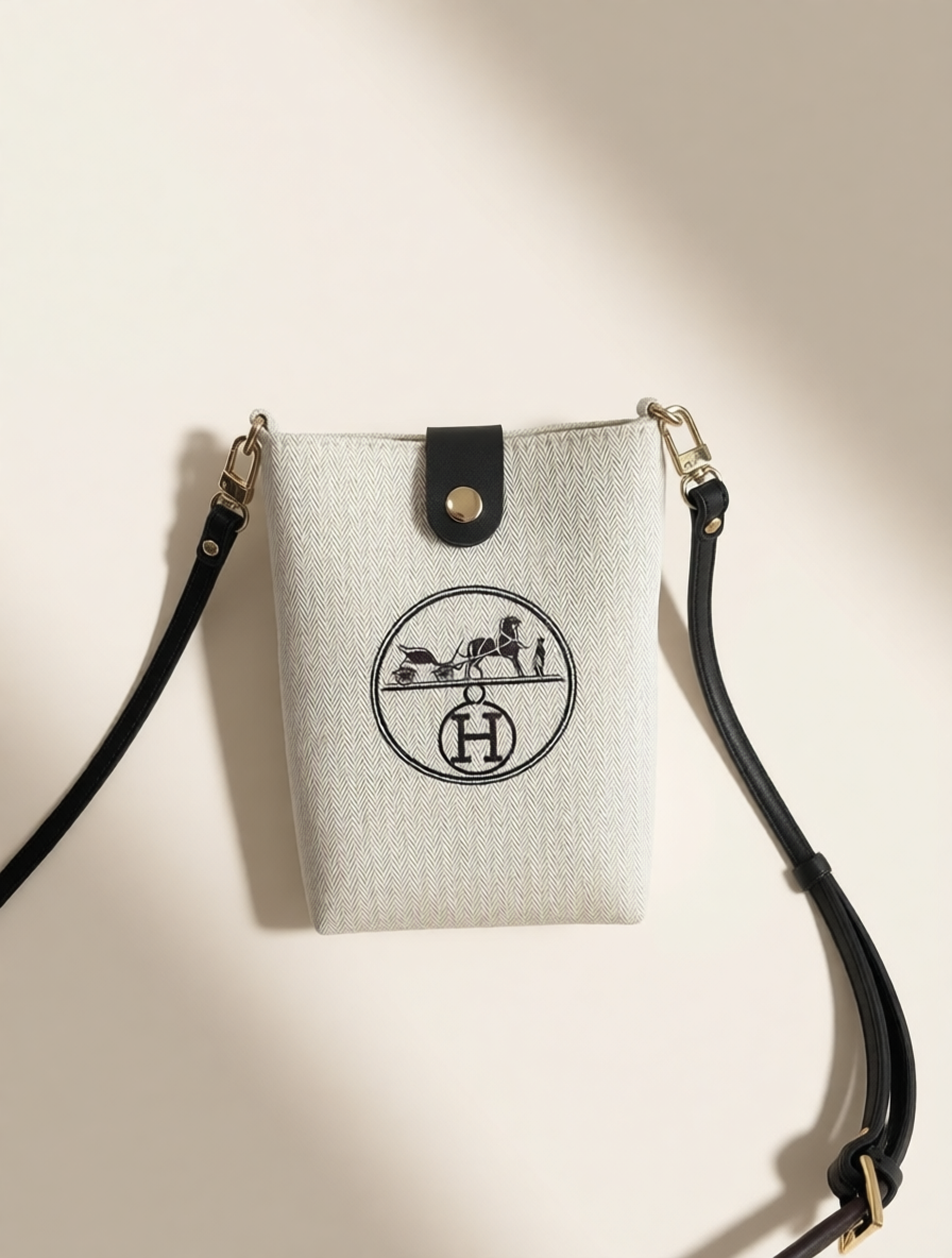 Upcycled Hermès Dust Bag Phone Pouch