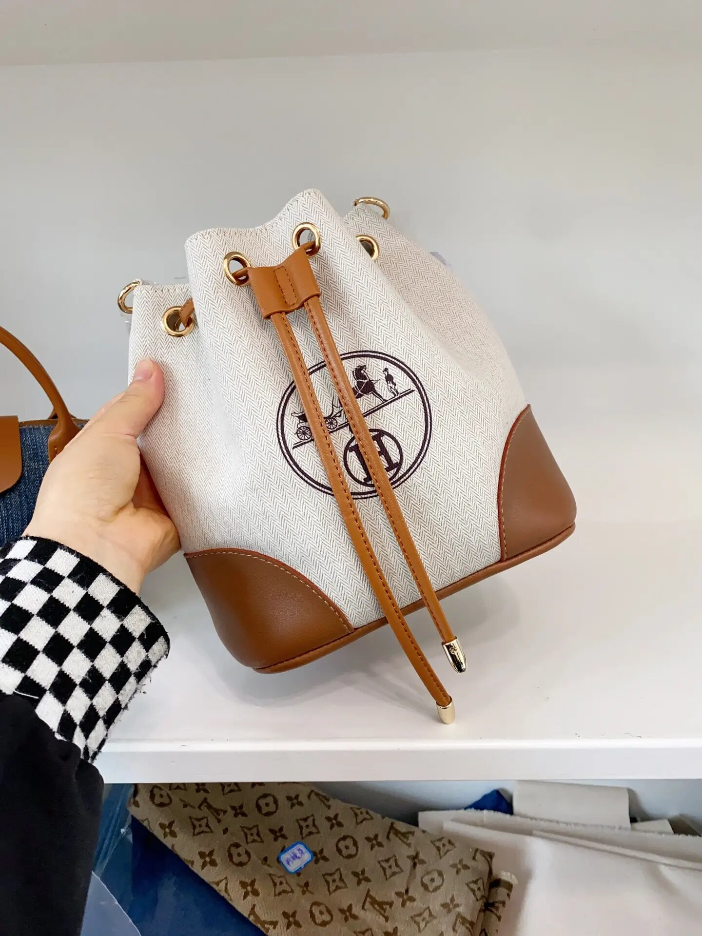 Upcycled Hermès Dust Bag Bucket Bag