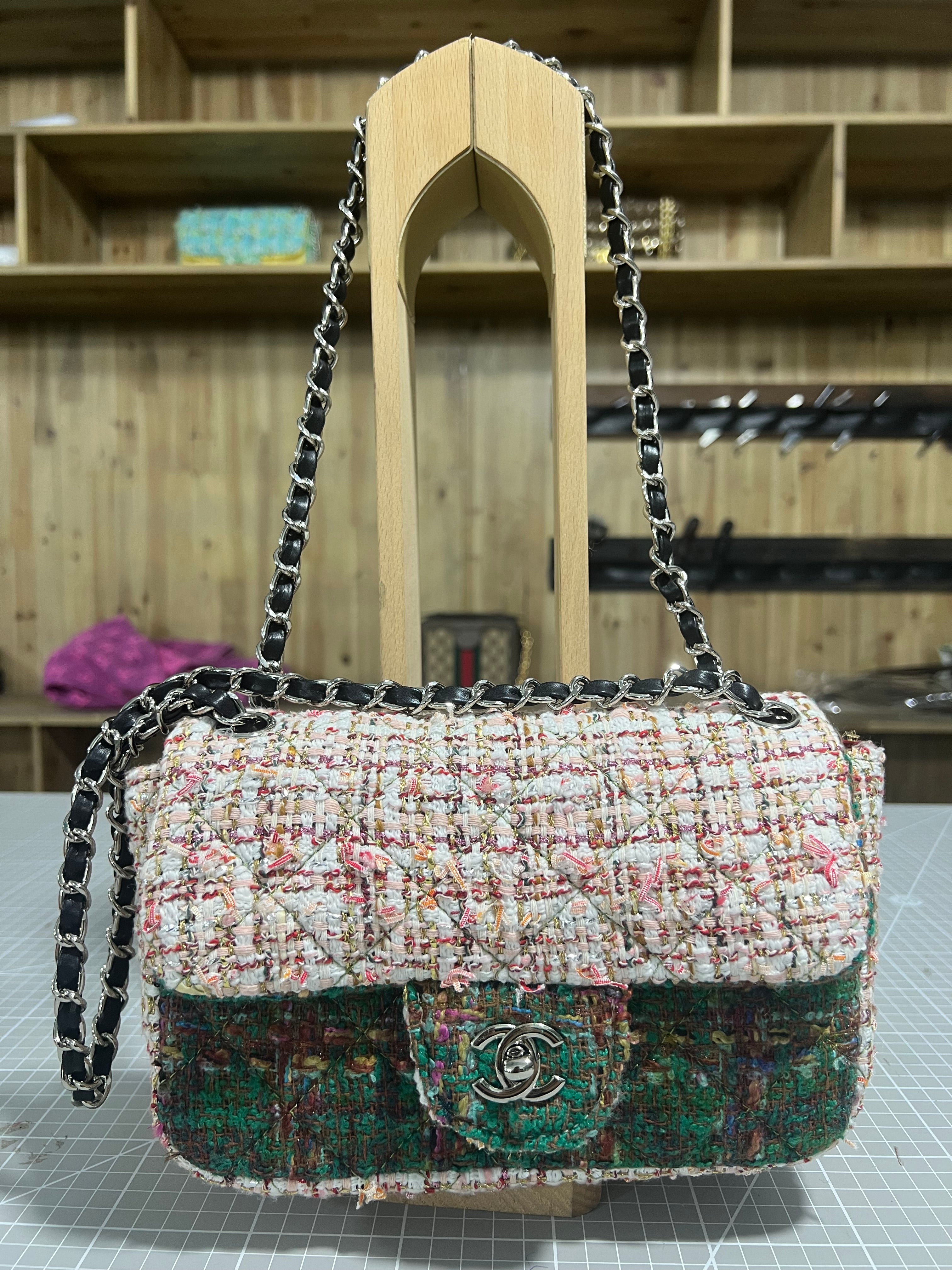 Chanel-Style Multicolored Tweed Bag