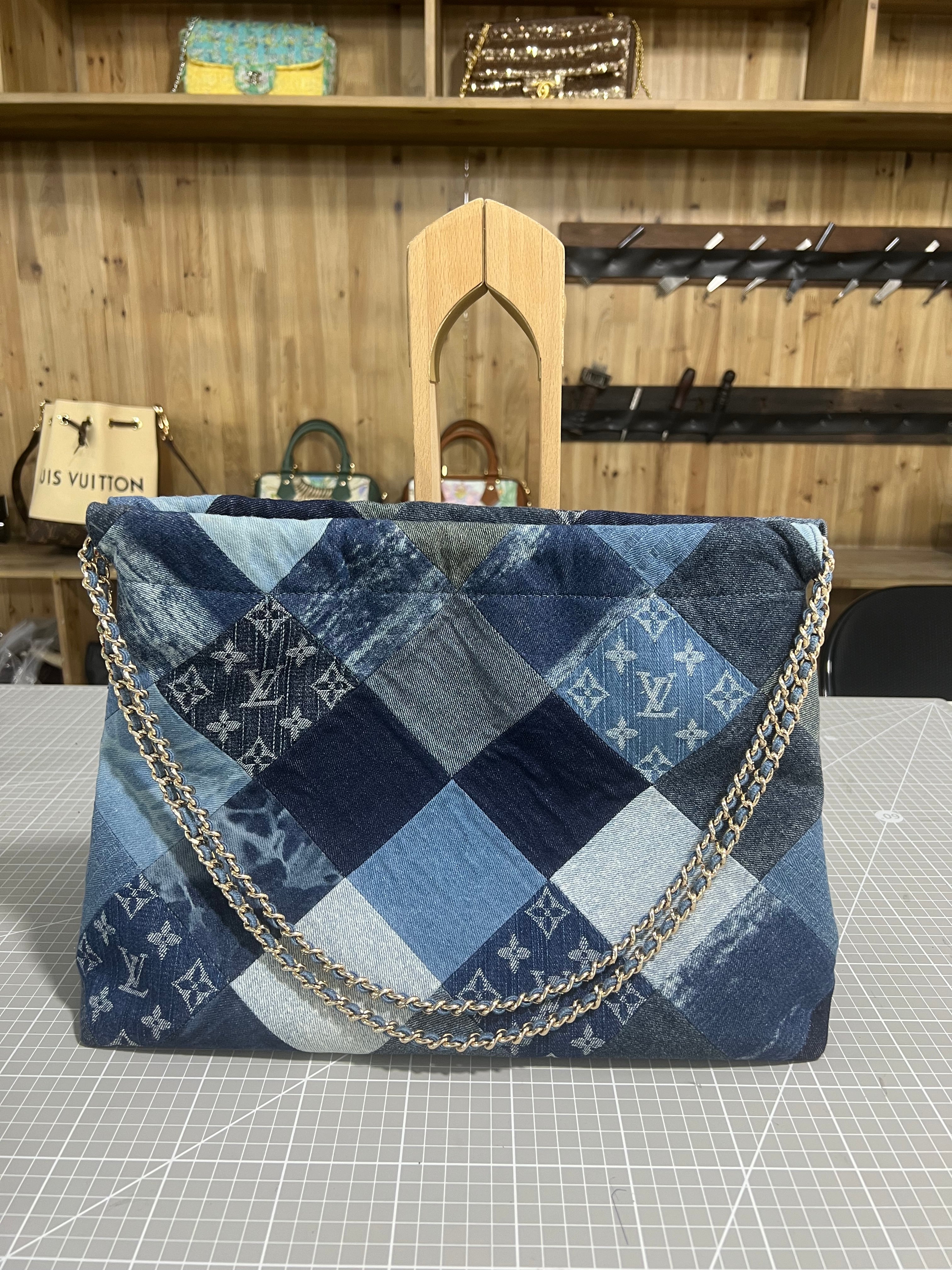 Upcycled Louis Vuitton Denim Patchwork Bag