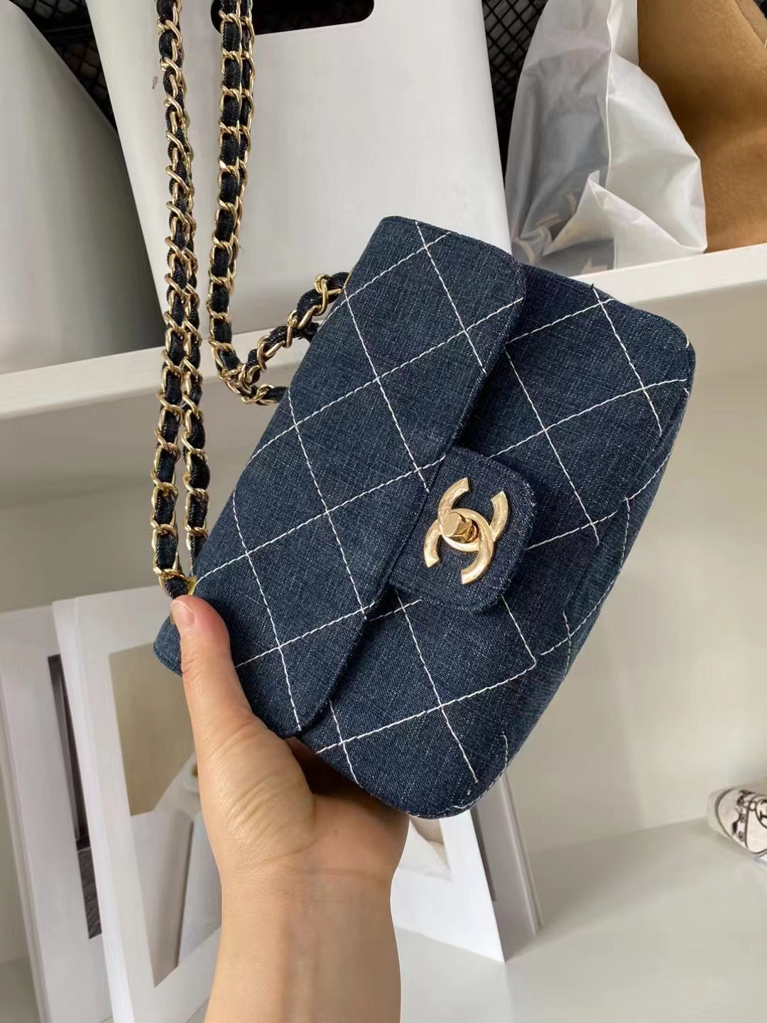 Chanel-Style Denim Flap Bag