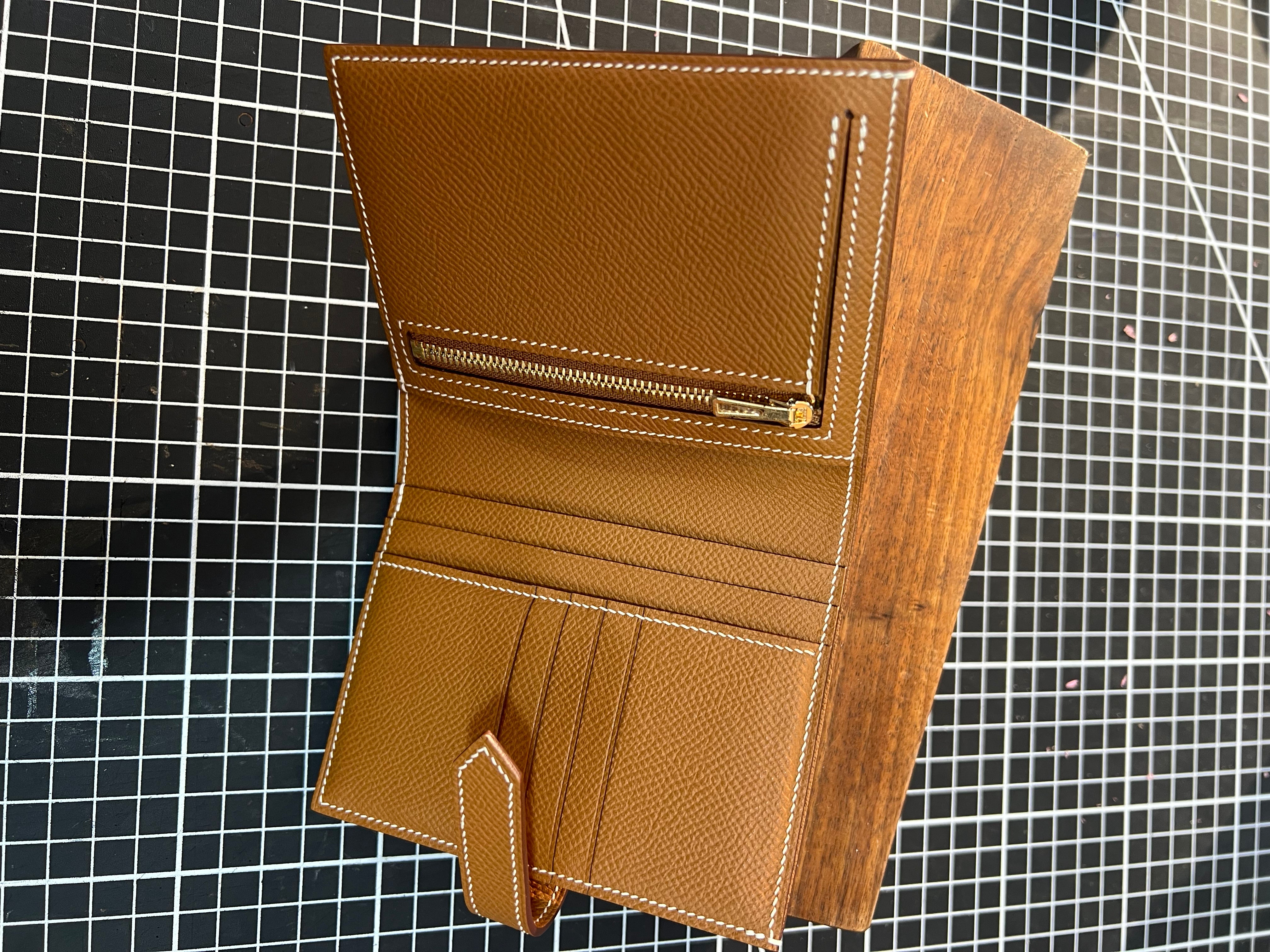 Epsom Leather Compact Wallet with Zip Pocket
