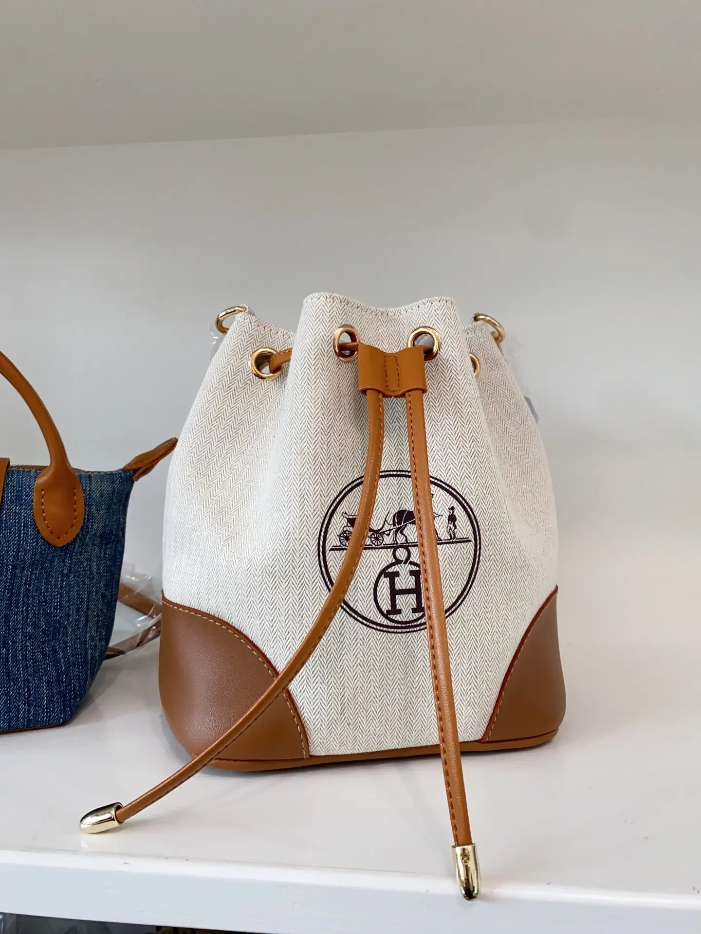 Upcycled Hermès Dust Bag Bucket Bag