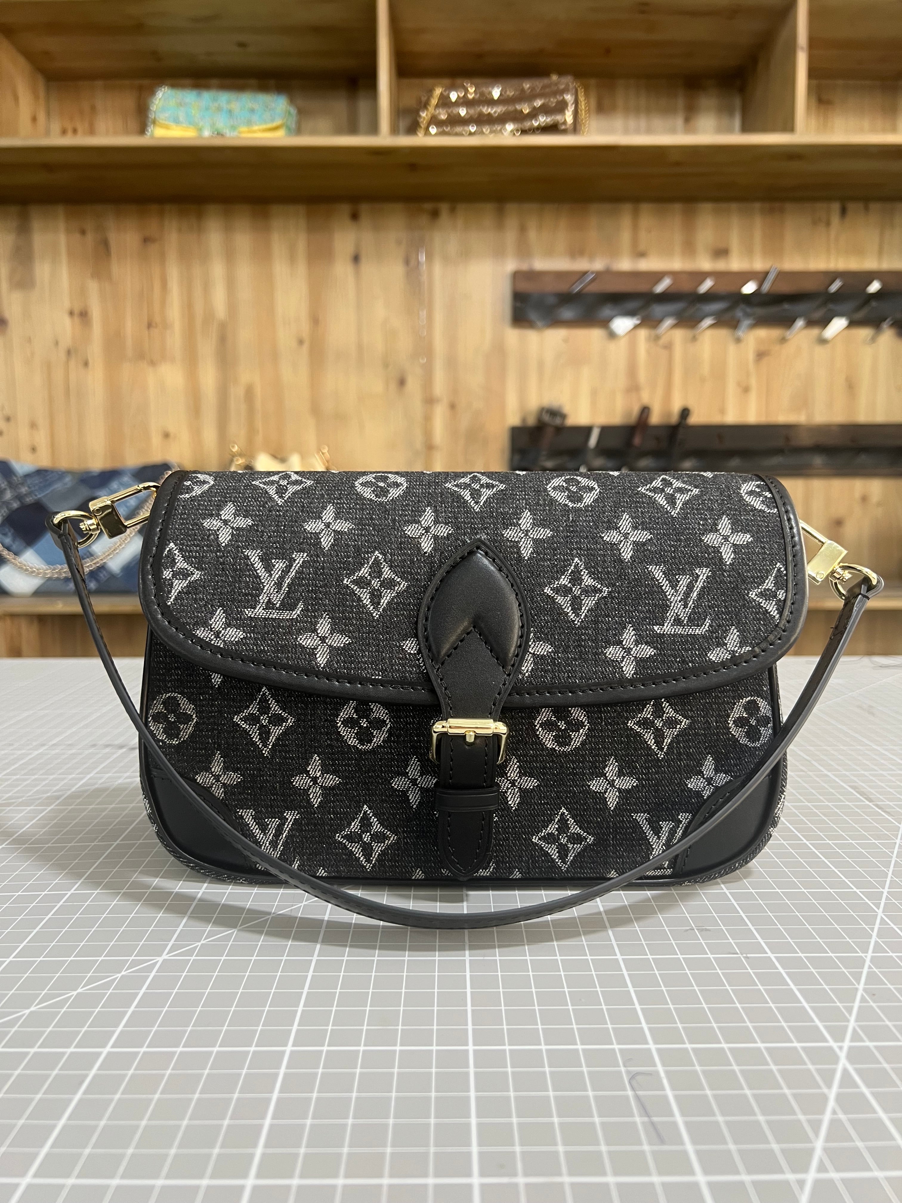 Upcycled LV Denim Baguette Bag