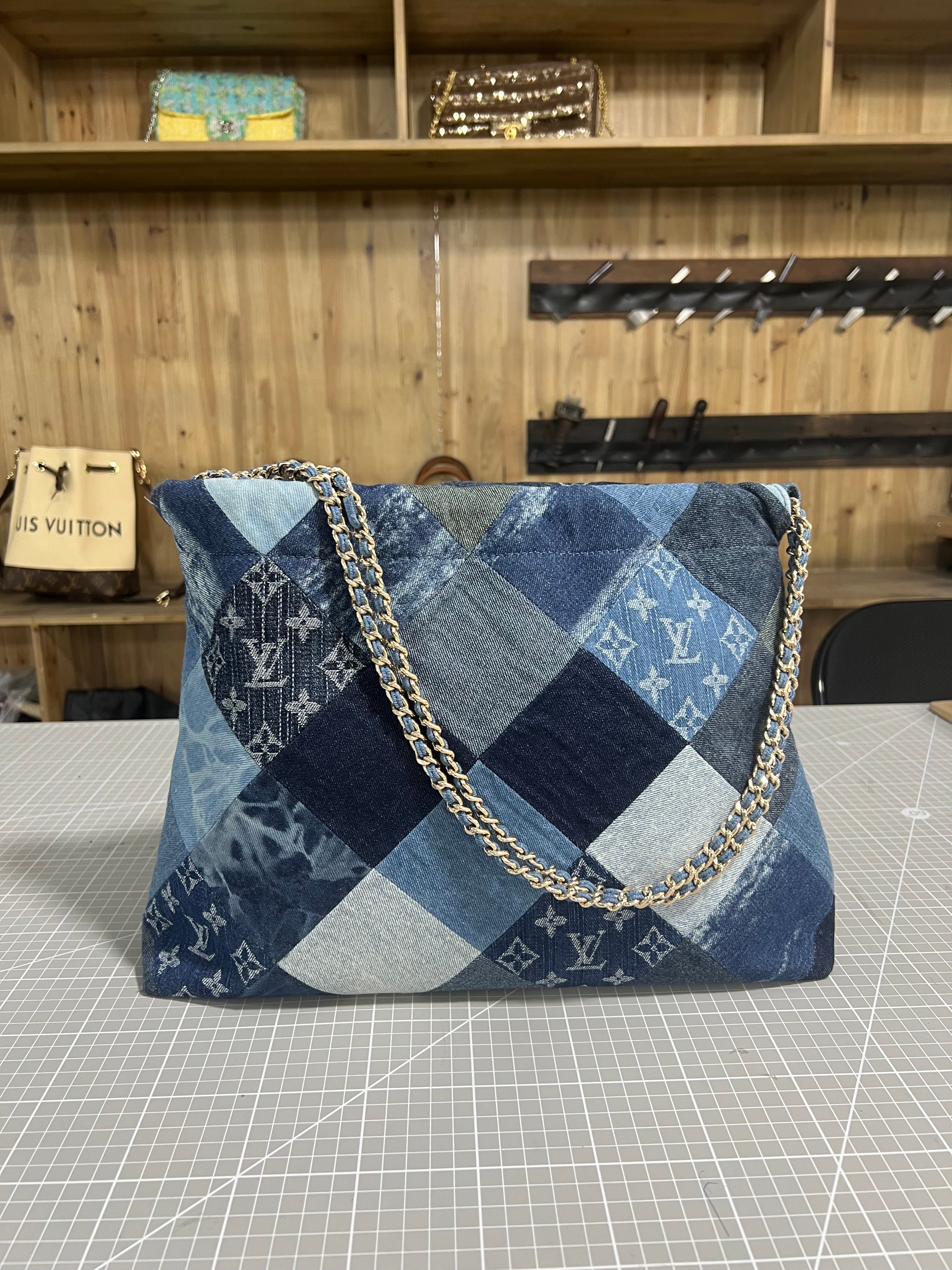 Upcycled Louis Vuitton Denim Patchwork Bag