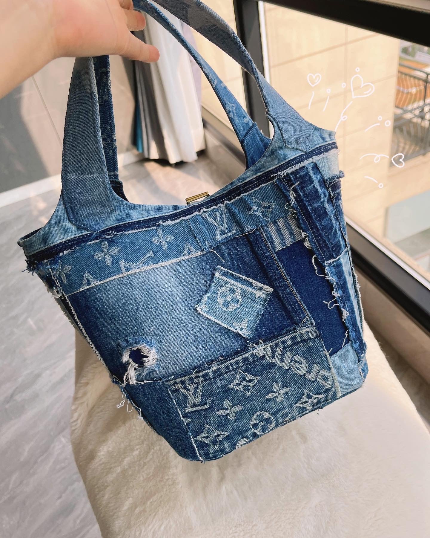 Upcycled LV Denim Picotin Lock Tote