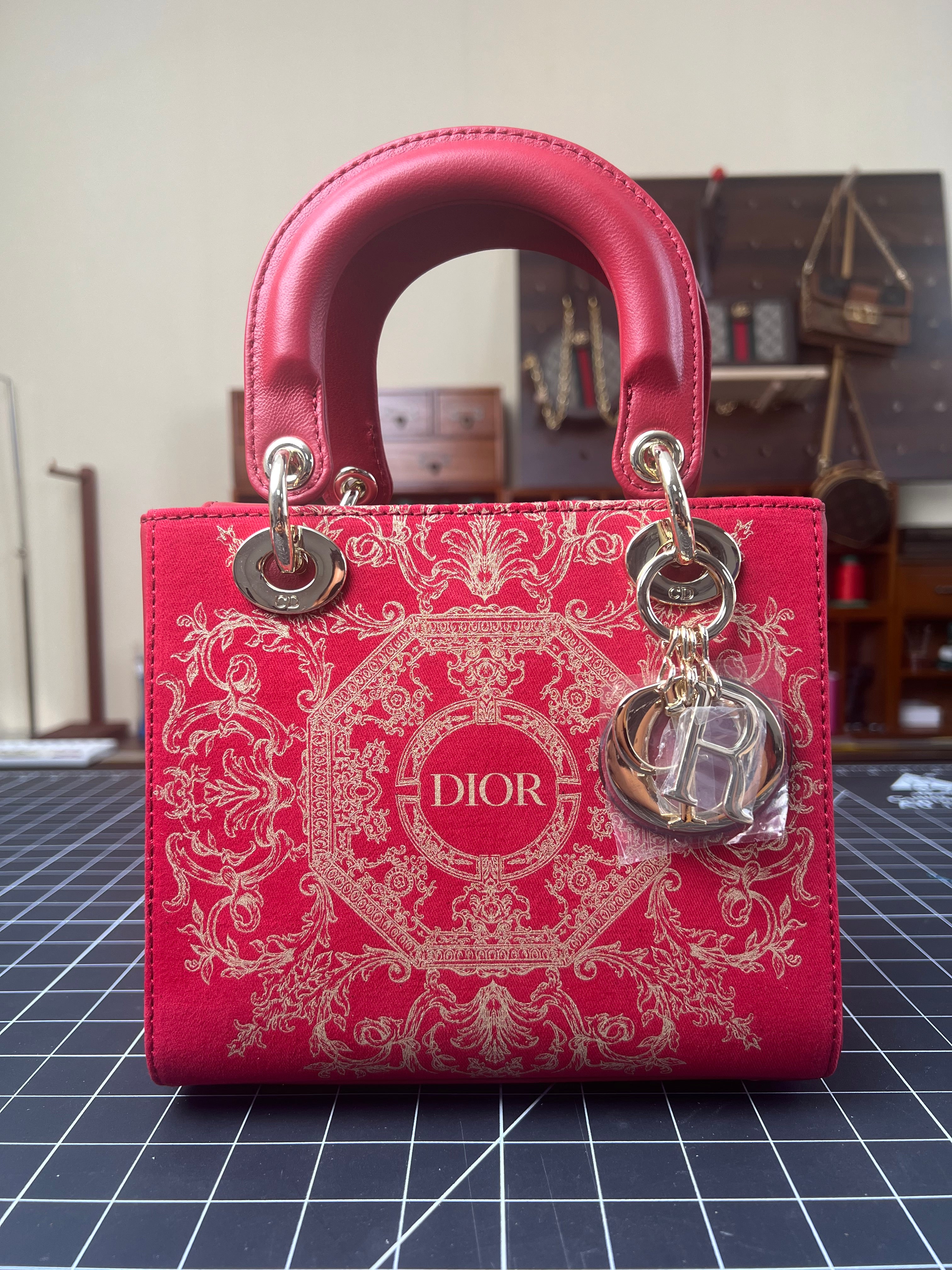 Opulent Red Revival: Dior Dust Bag Upcycled into a Lady Dior-Inspired Handbag