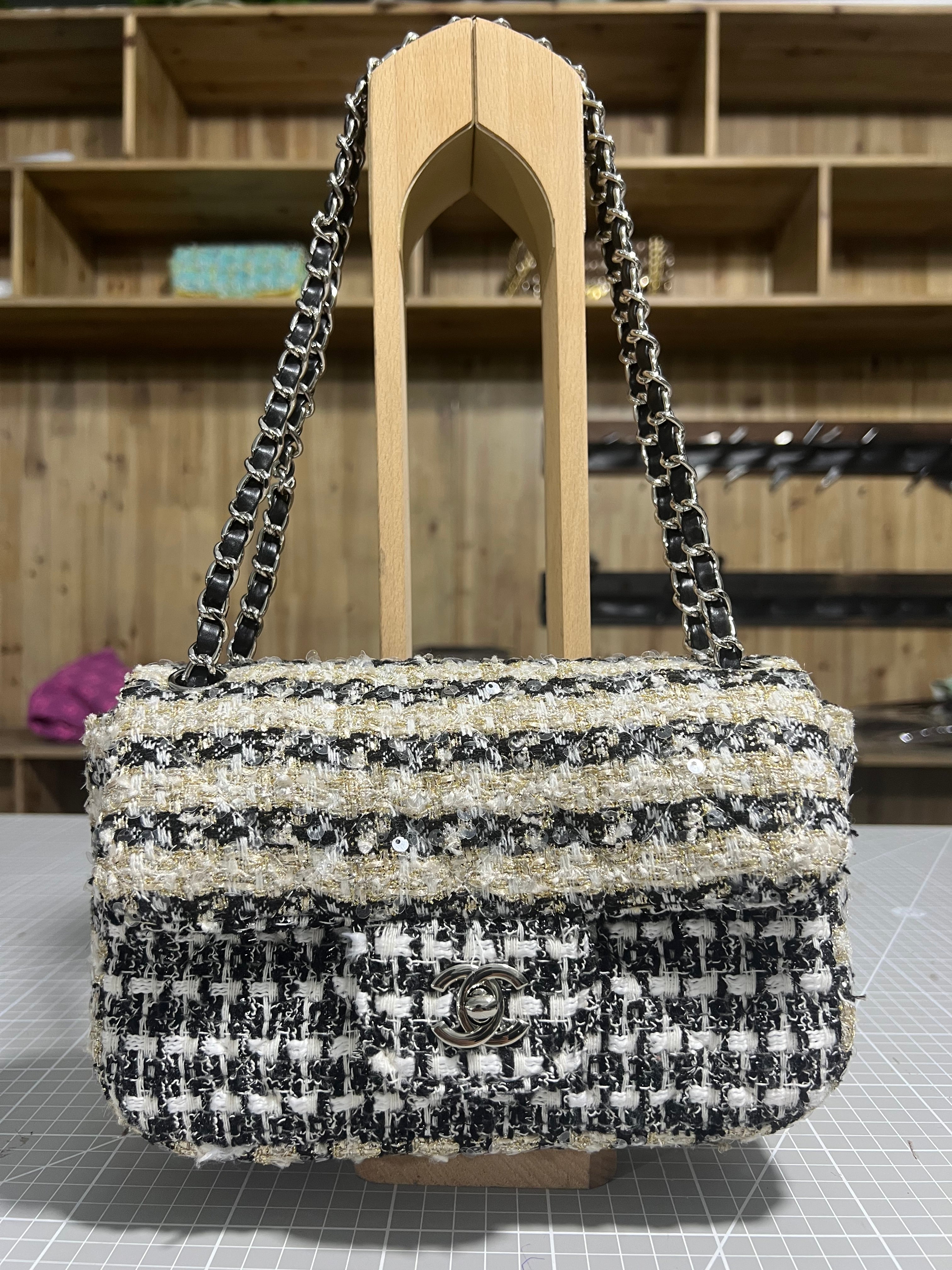 Upcycled Chanel-Style Tweed CF Bag