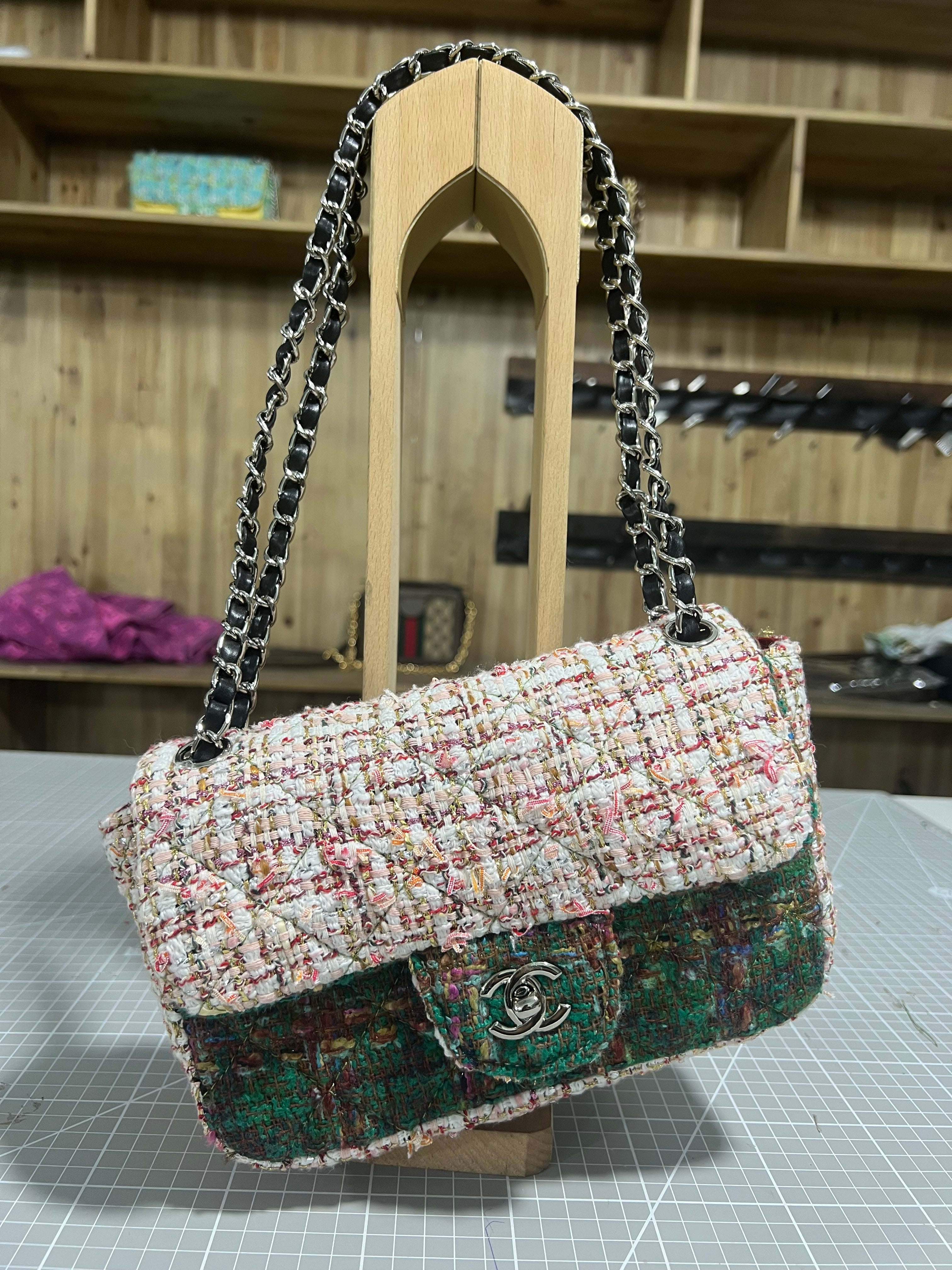 Chanel-Style Multicolored Tweed Bag