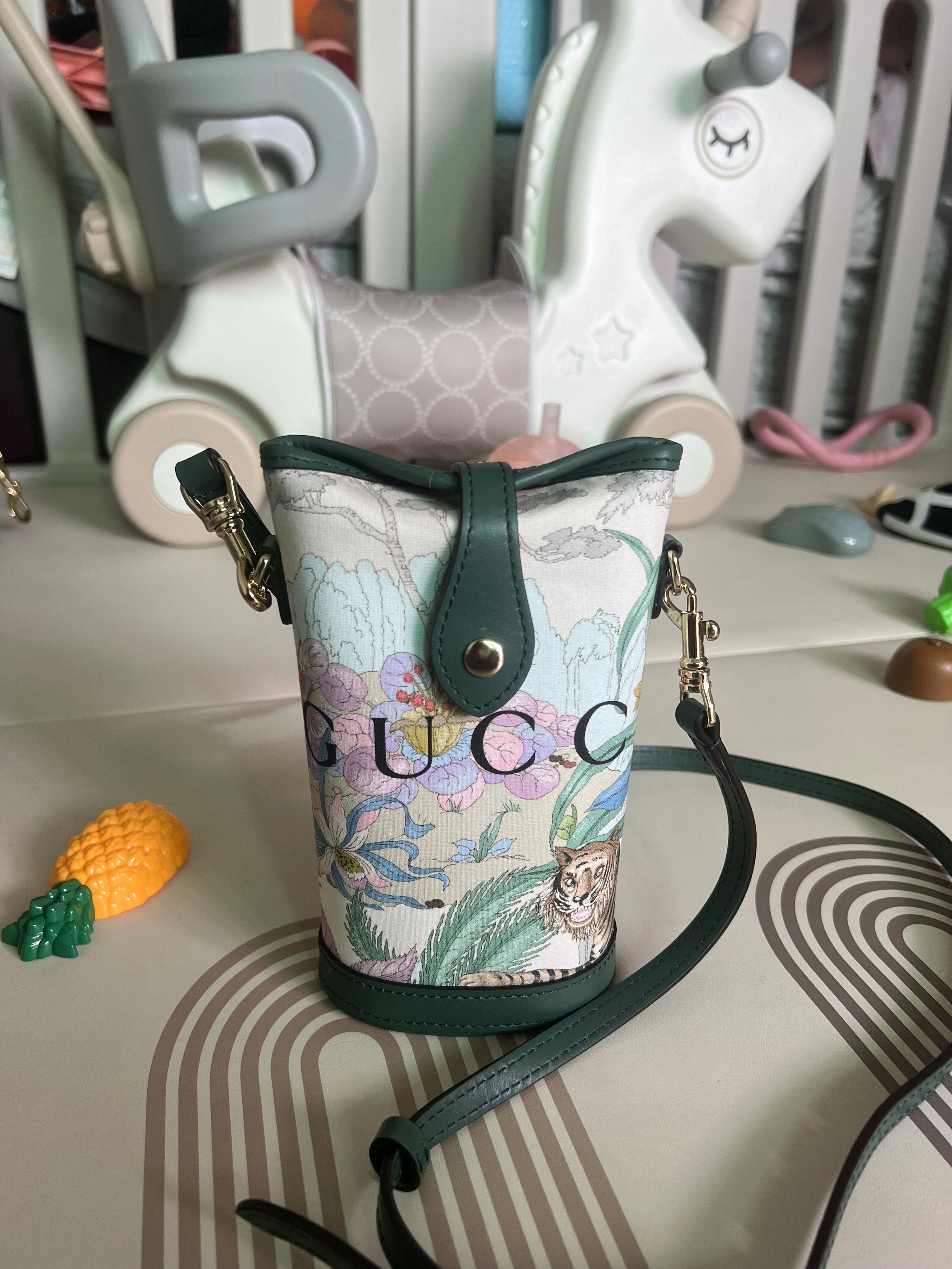 Upcycled Gucci Dust Bag Mini Bucket Bag