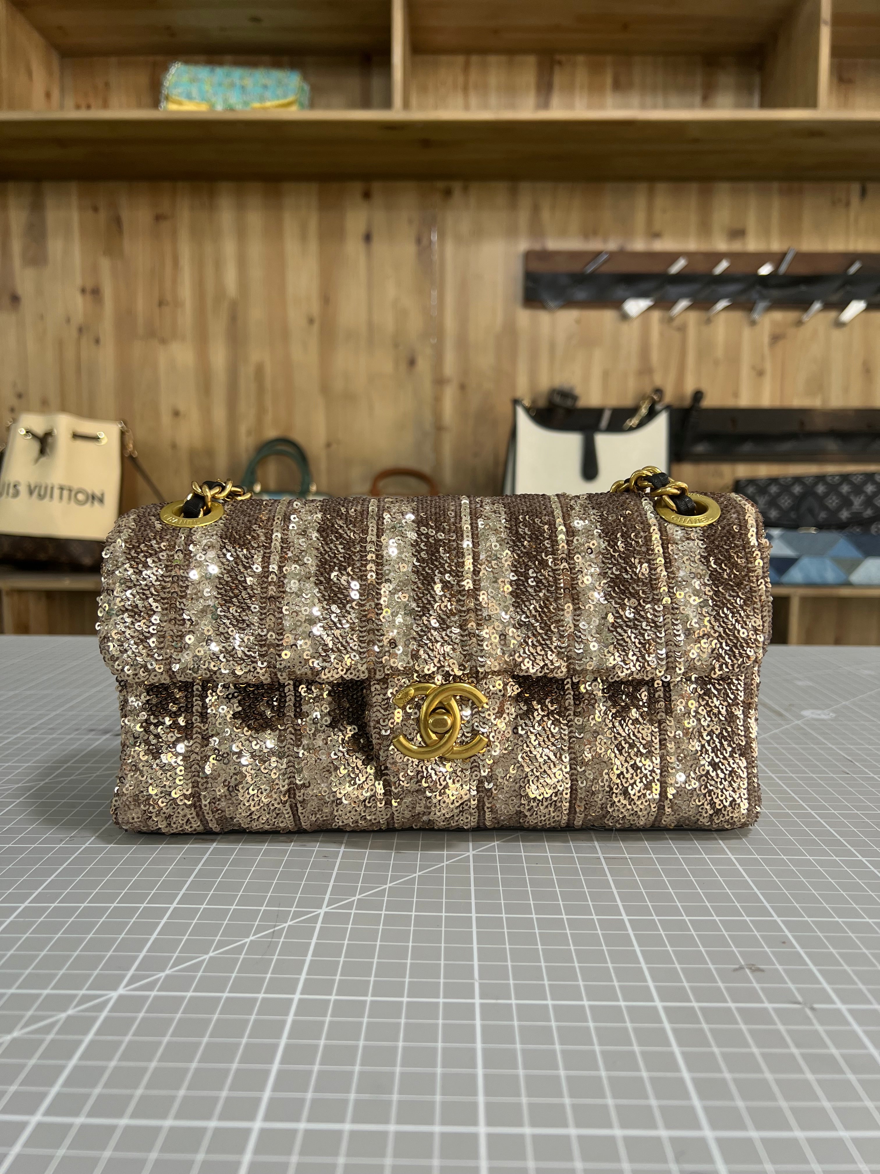 Sequined Fabric Upcycled Chanel-style Bag: A Glamorous Fashion Statement