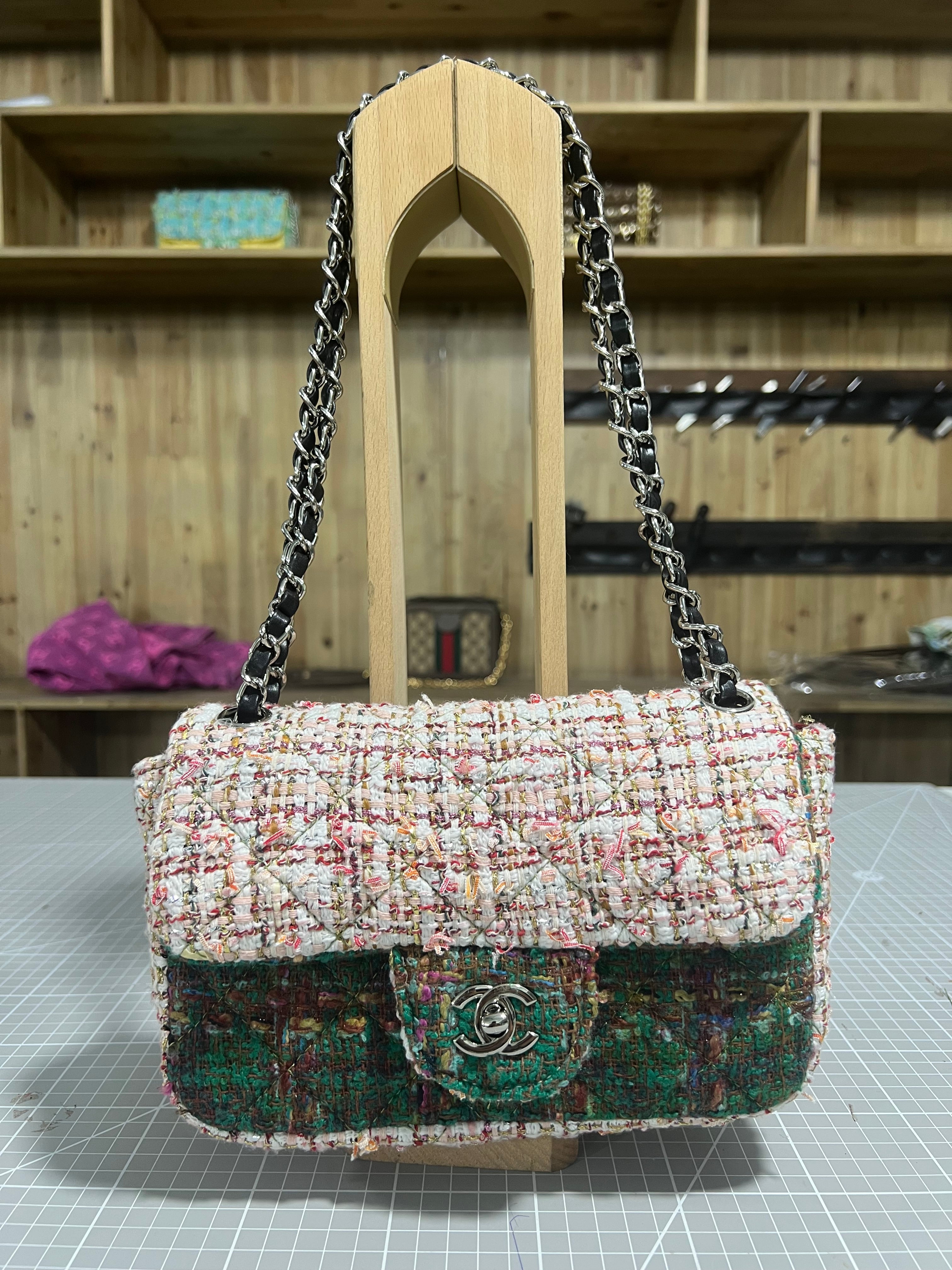 Chanel-Style Multicolored Tweed Bag