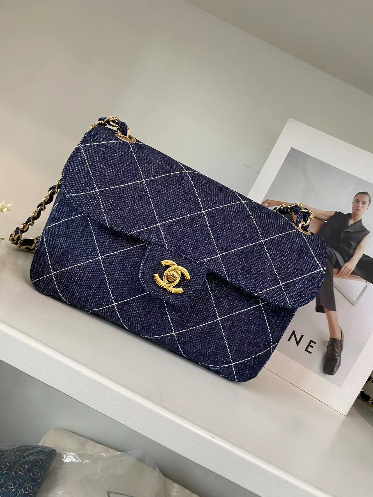 Chanel-Style Denim Flap Bag