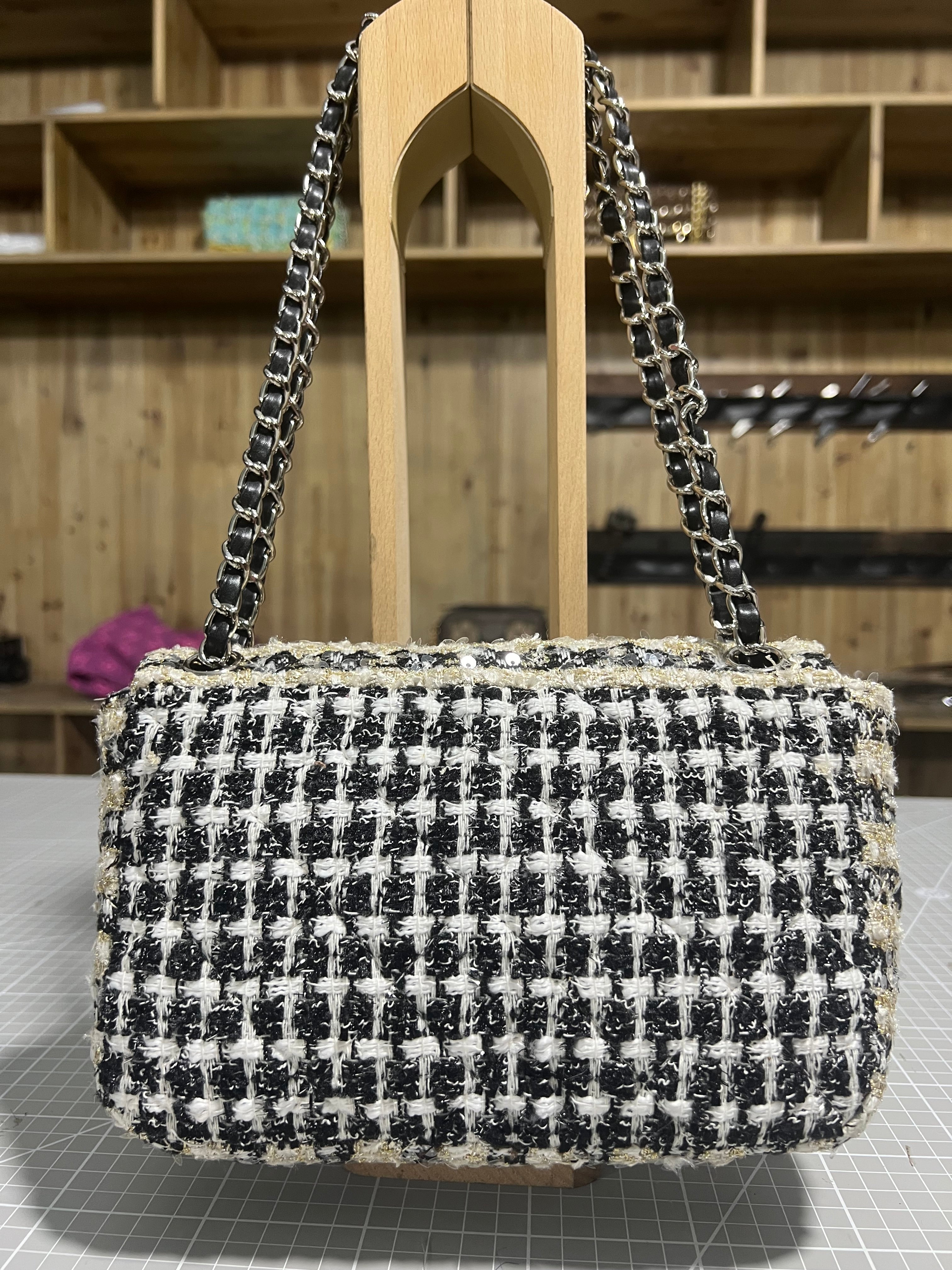 Upcycled Chanel-Style Tweed CF Bag