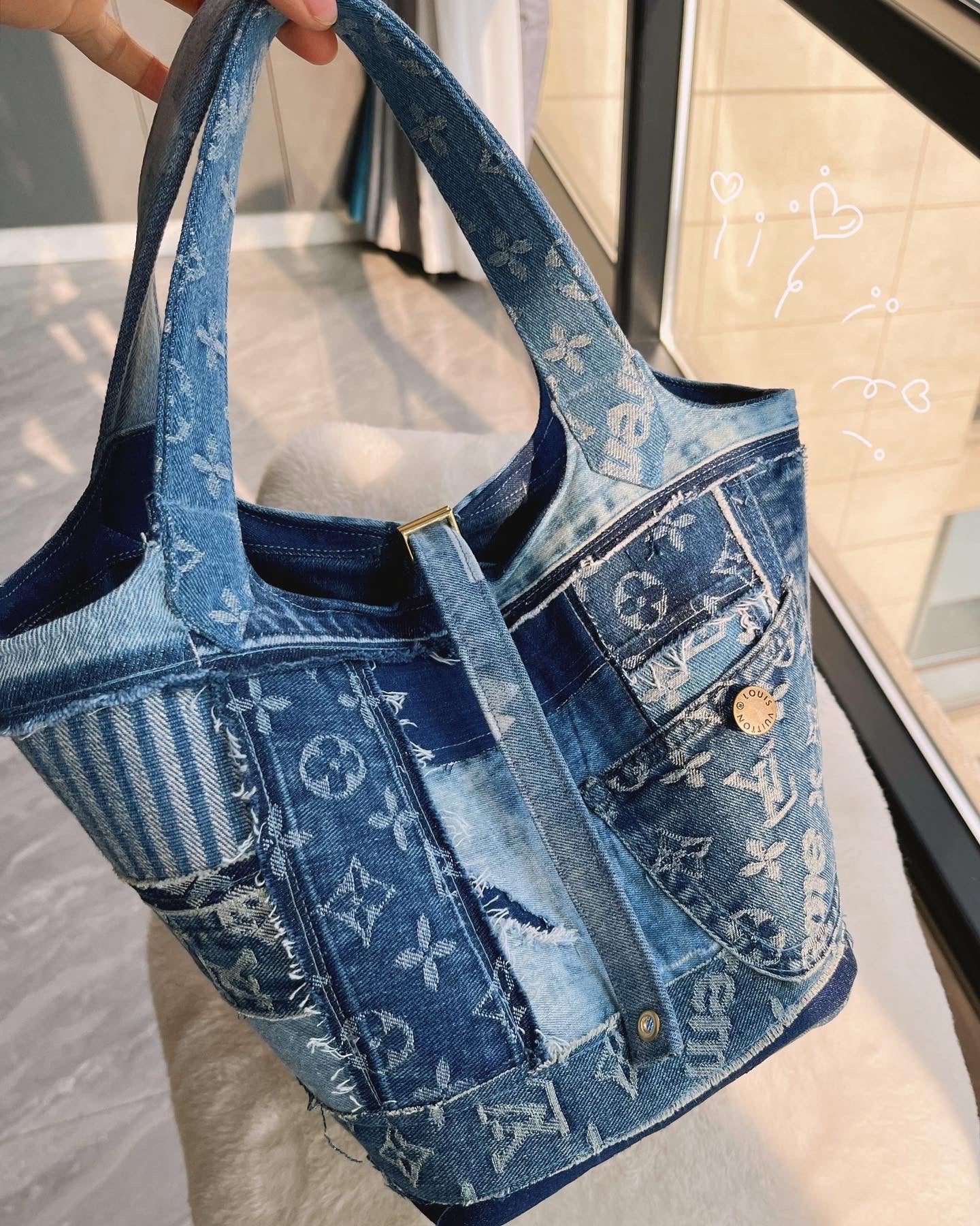 Upcycled LV Denim Picotin Lock Tote