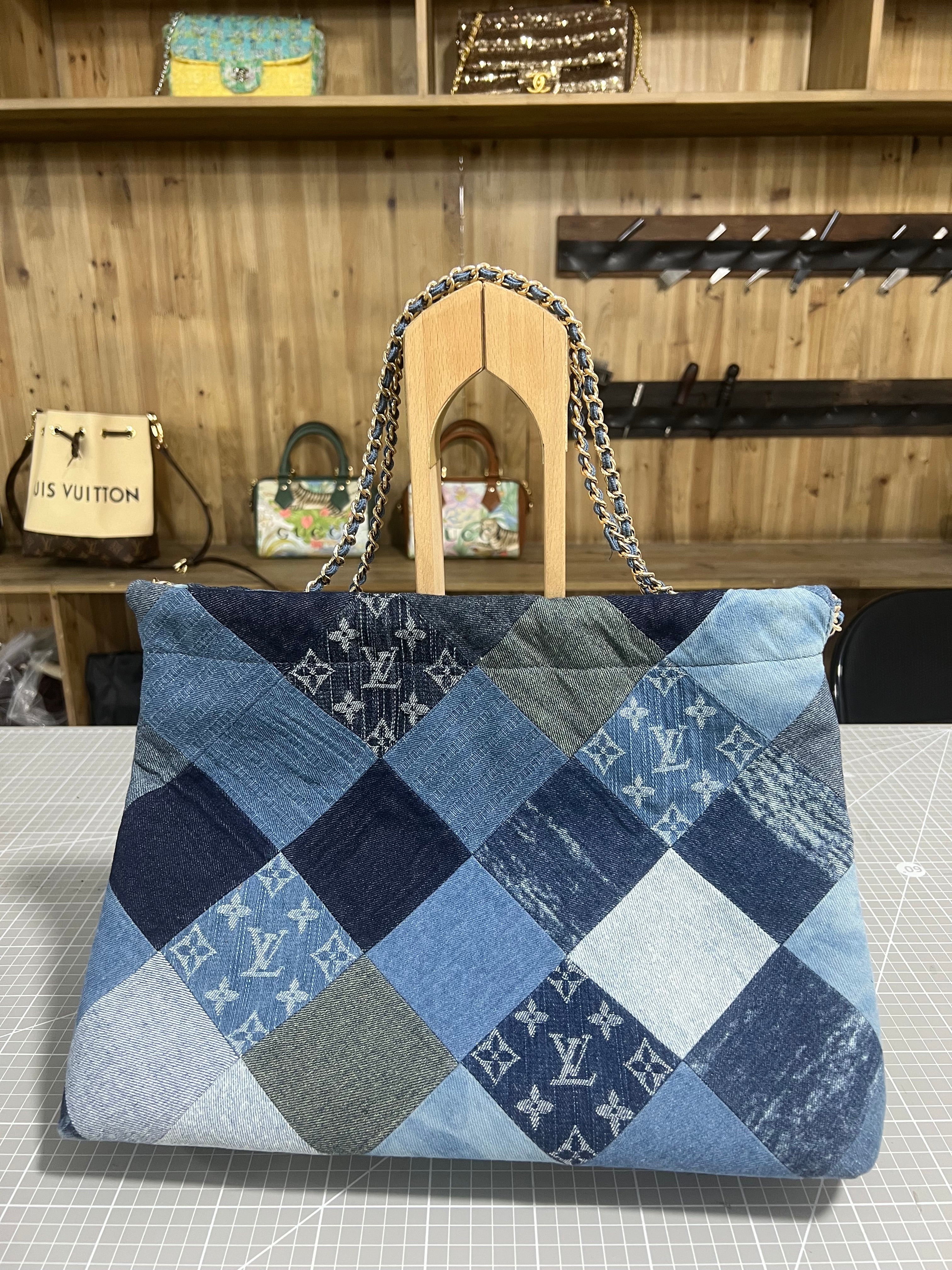 Upcycled Louis Vuitton Denim Patchwork Bag