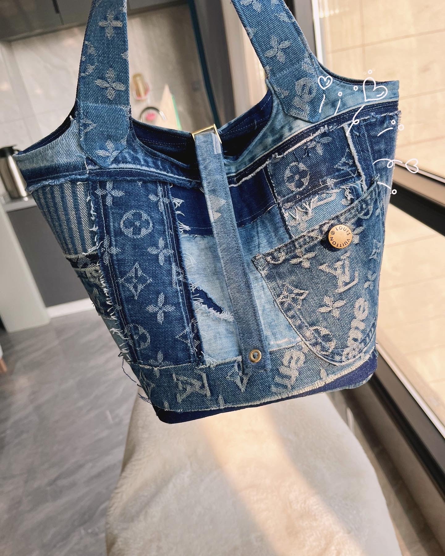 Upcycled LV Denim Picotin Lock Tote