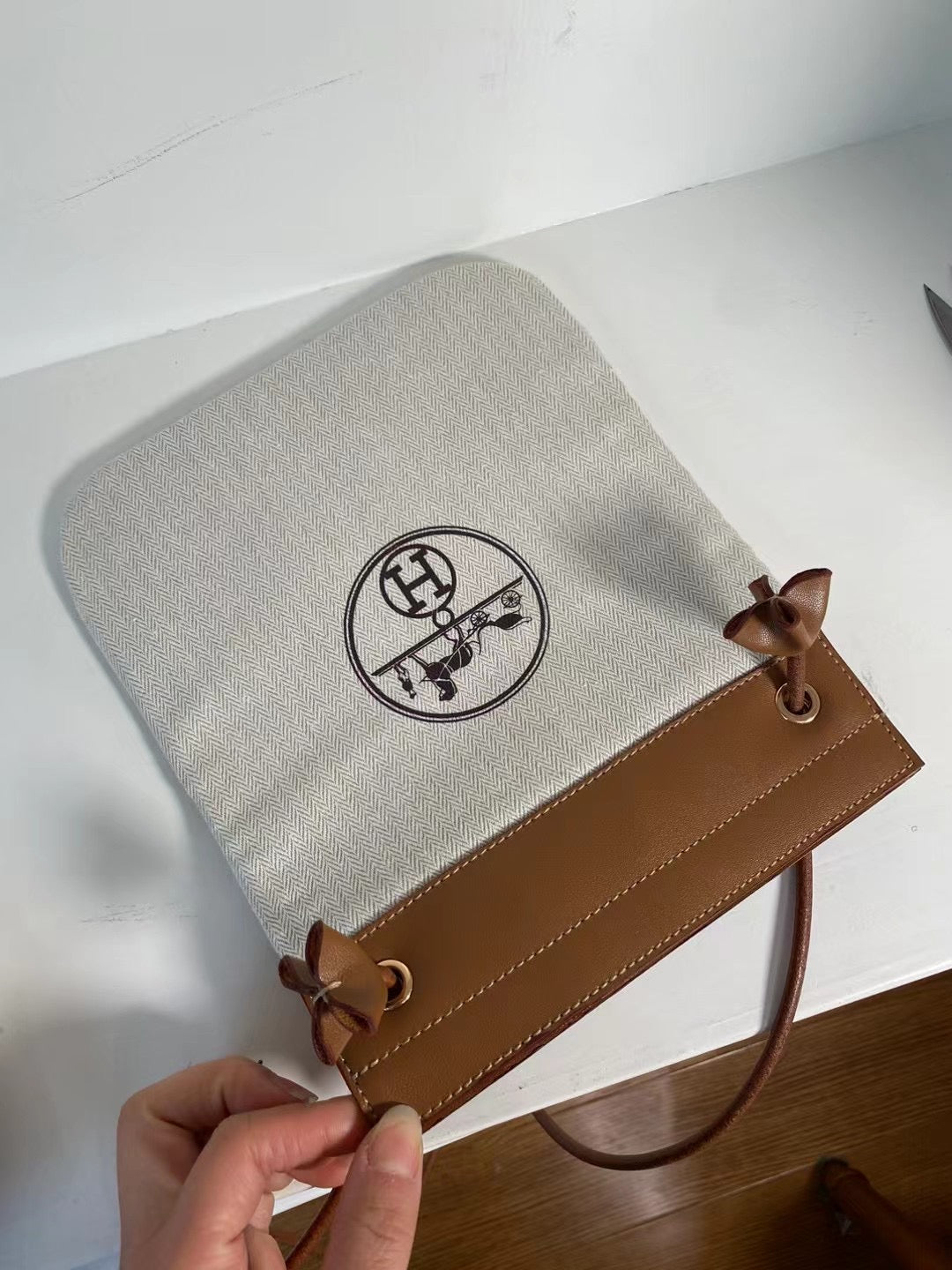 Upcycled Hermès Dust Bag Phone Pouch