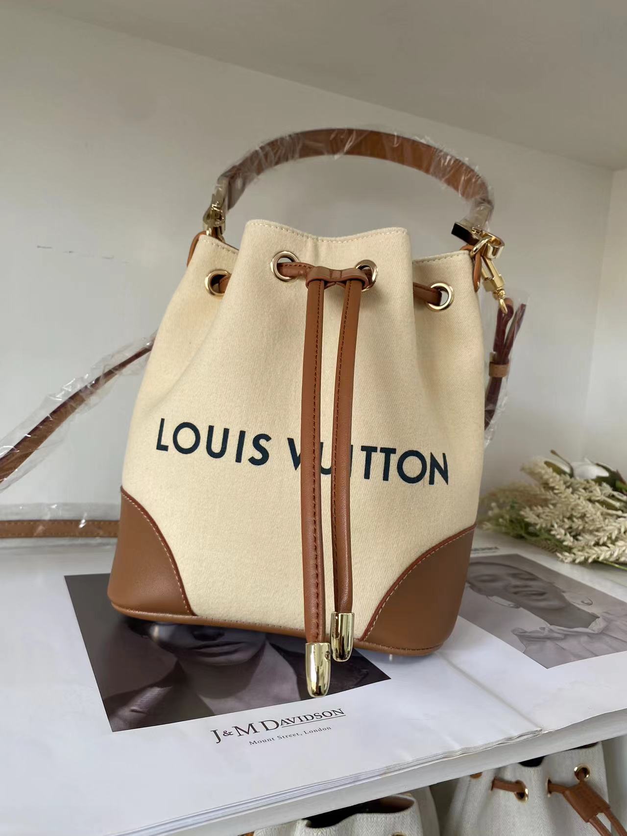 Upcycled LV Dust Bag Bucket Bag