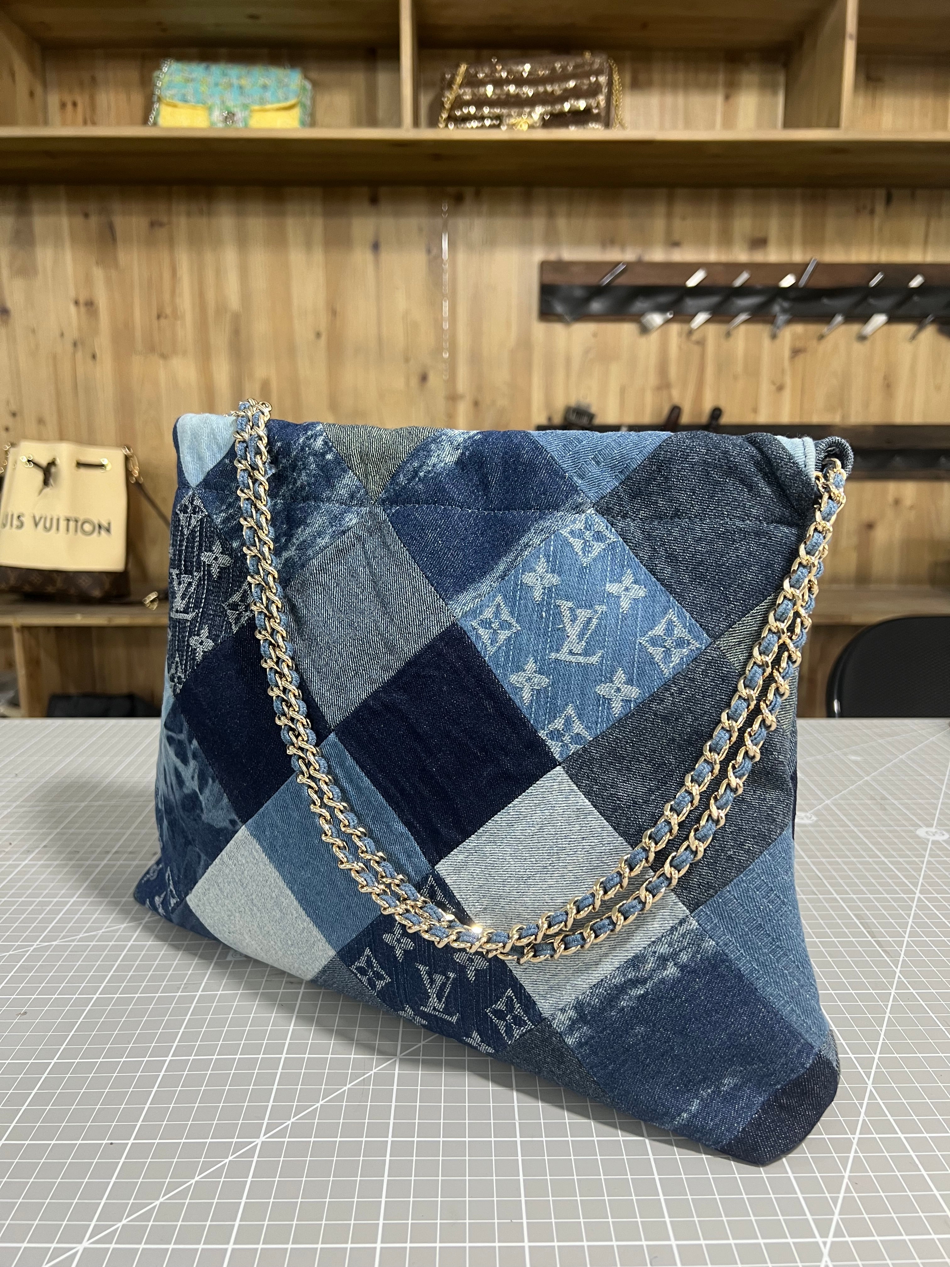 Upcycled Louis Vuitton Denim Patchwork Bag