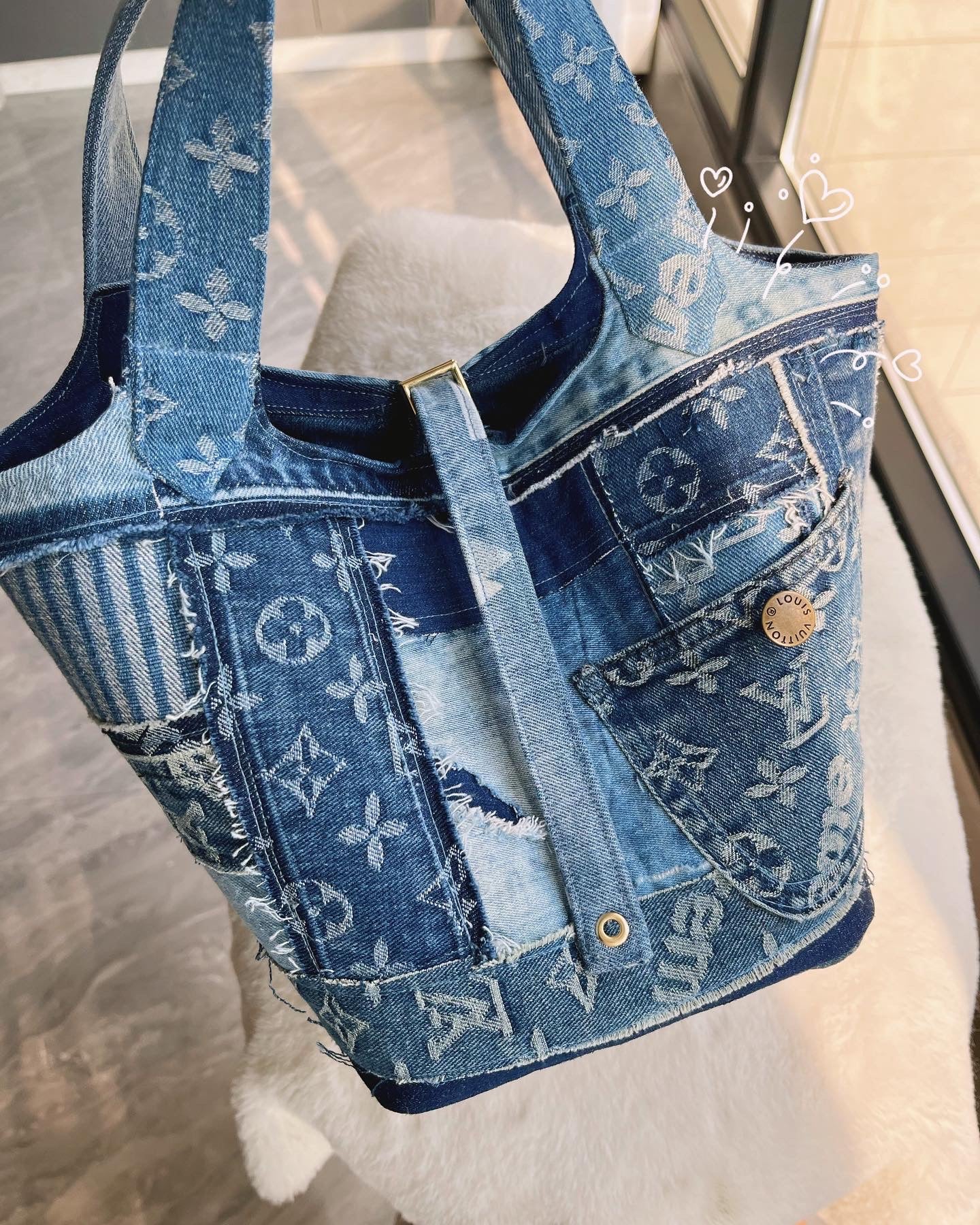 Upcycled LV Denim Picotin Lock Tote