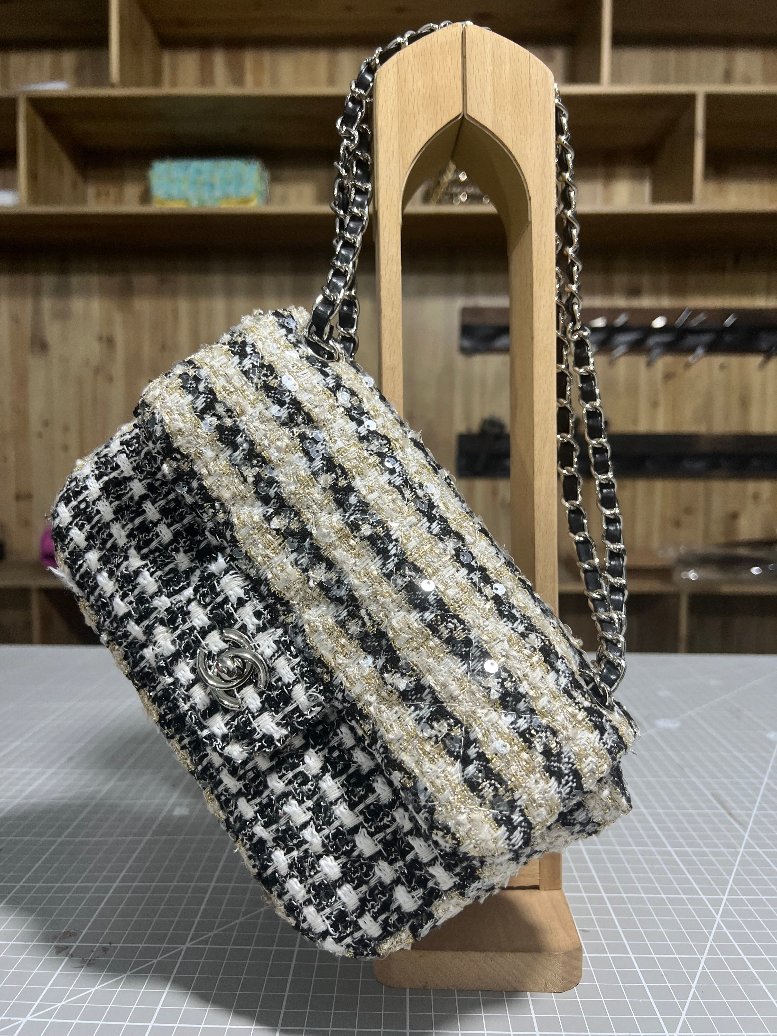 Upcycled Chanel-Style Tweed CF Bag