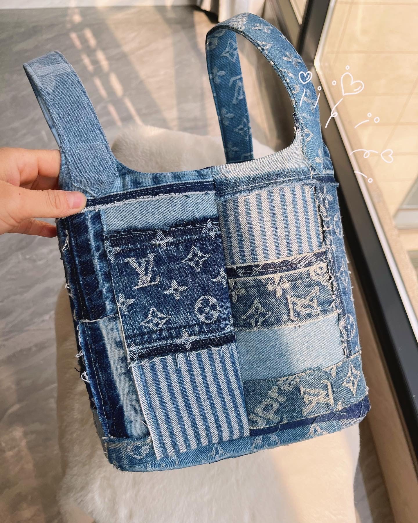 Upcycled LV Denim Picotin Lock Tote