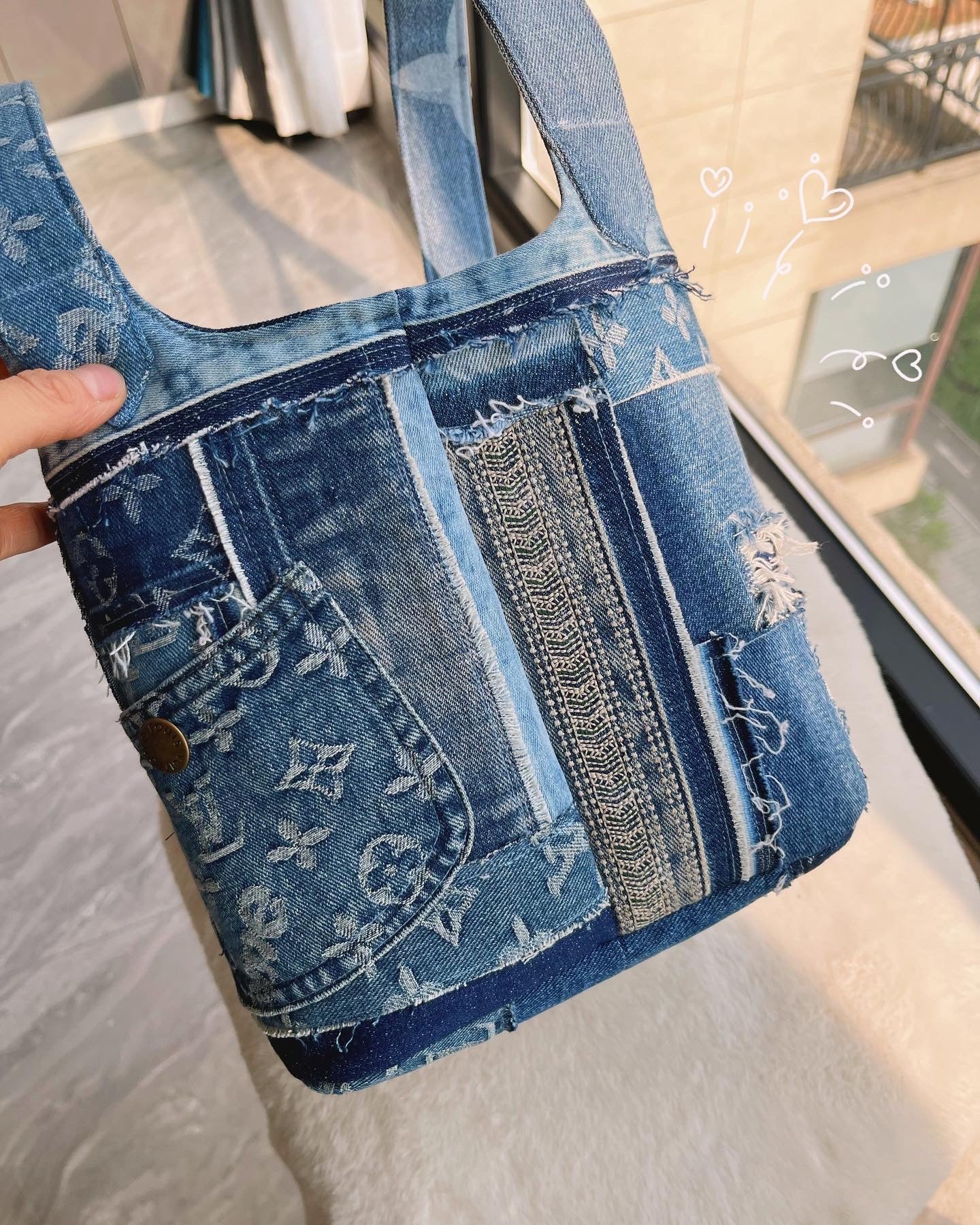 Upcycled LV Denim Picotin Lock Tote